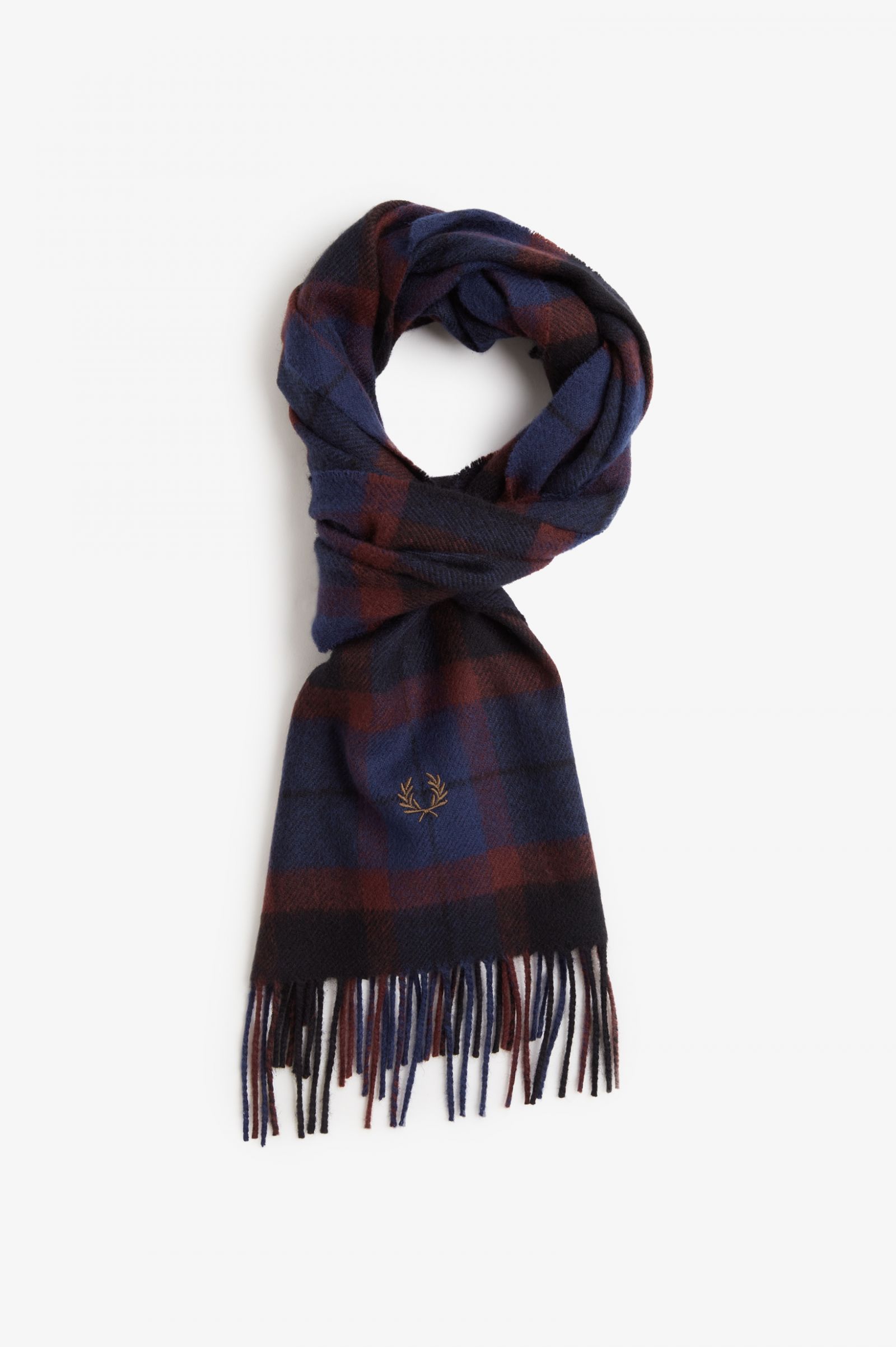 Lambswool Tartan Scarf Oxblood / Shaded Stone