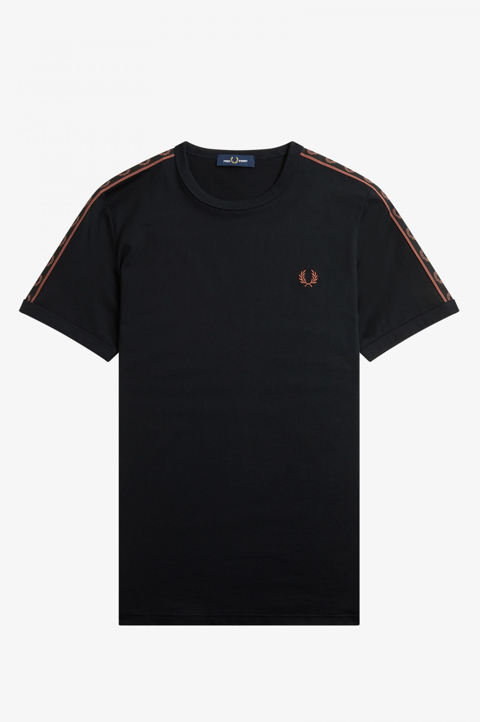 Contrast Tape Ringer T-Shirt Black / Whisky Brown
