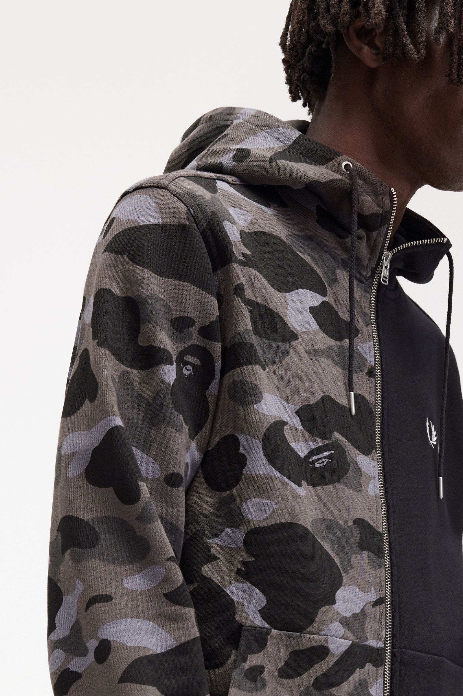 A Bathing Ape®Contrast Zipped Hooded Sweatshirt Black
