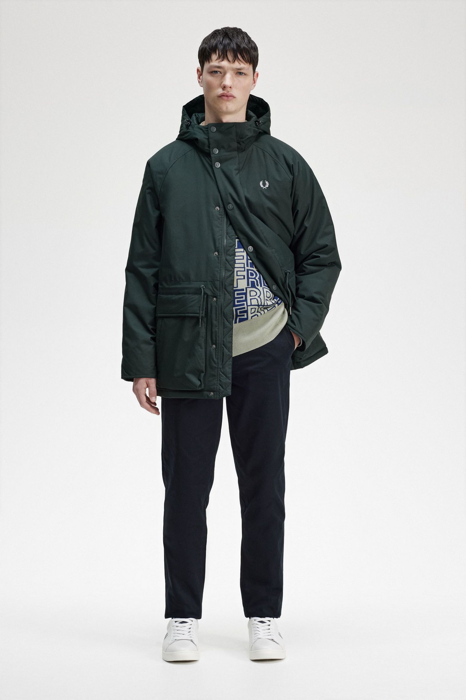 Padded Zip Through Jacket Night Green