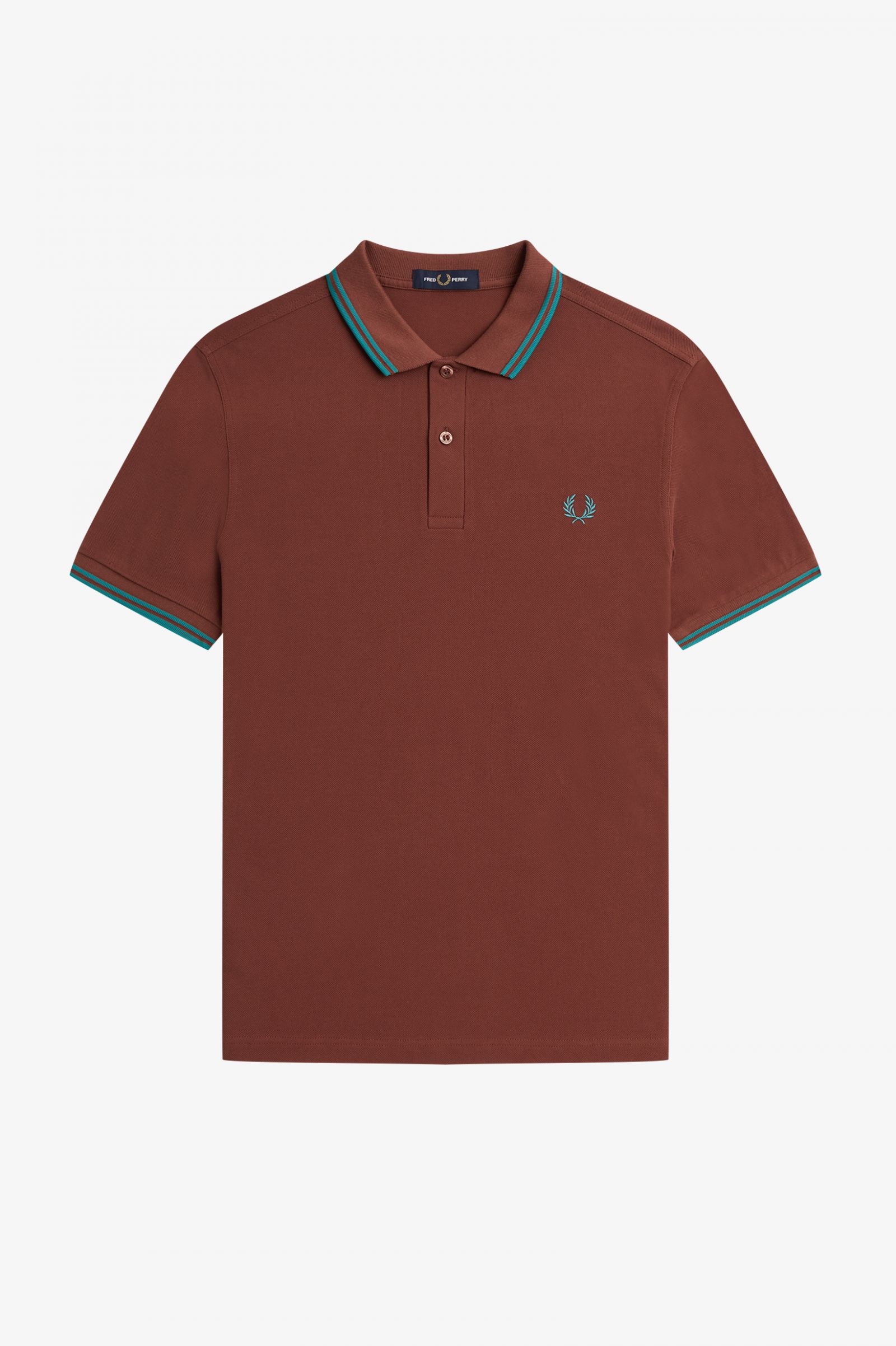 The Fred Perry ShirtM3600 Whisky Brown / Deep Mint / Deep Mint