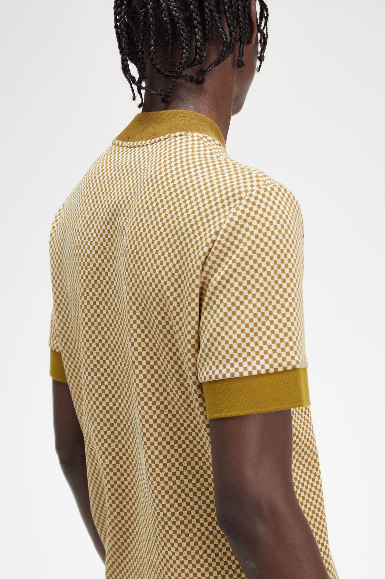 Micro Chequerboard T-Shirt Oatmeal / Dark Caramel