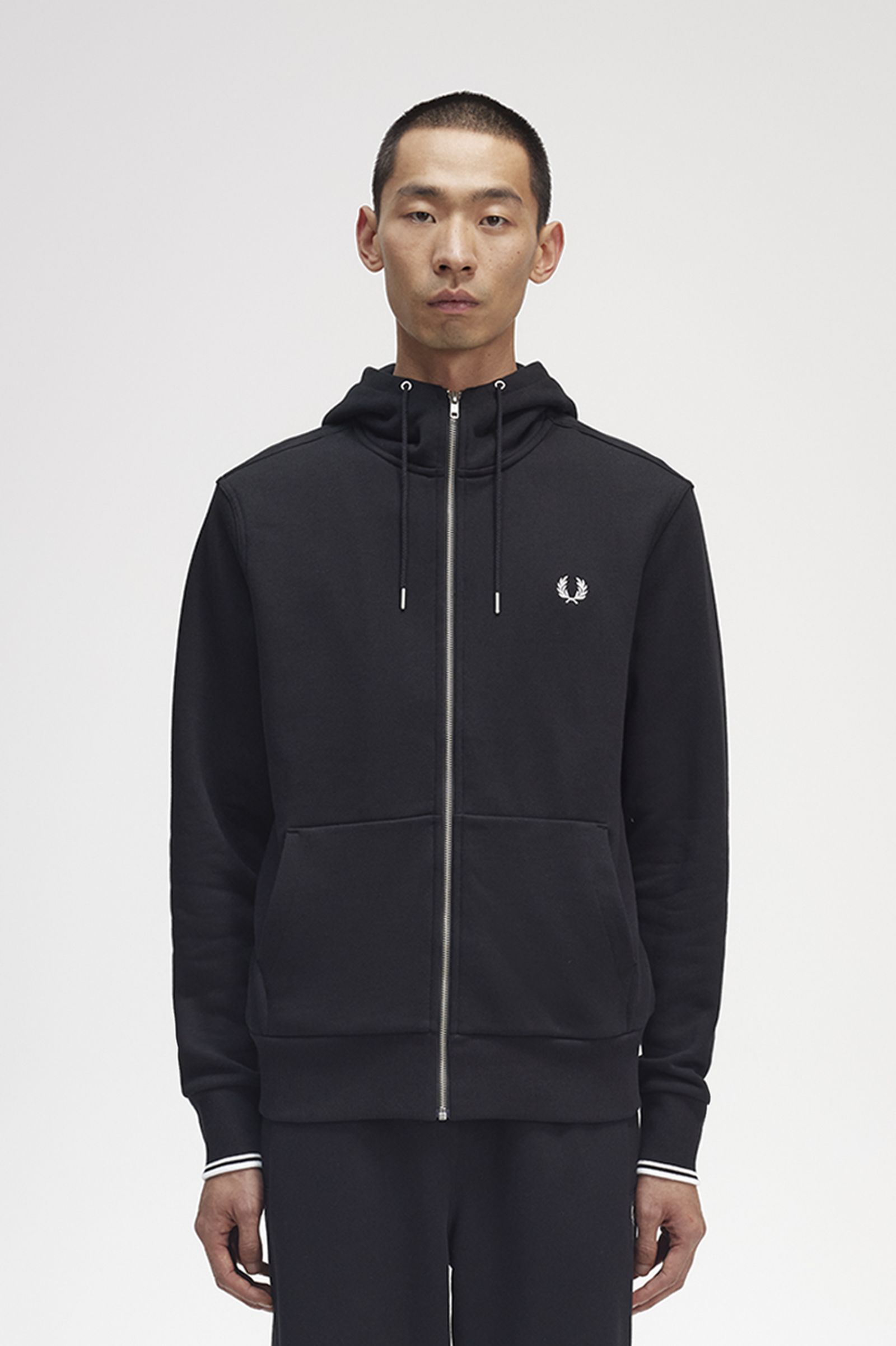 Hooded Zip Through Sweatshirt Black