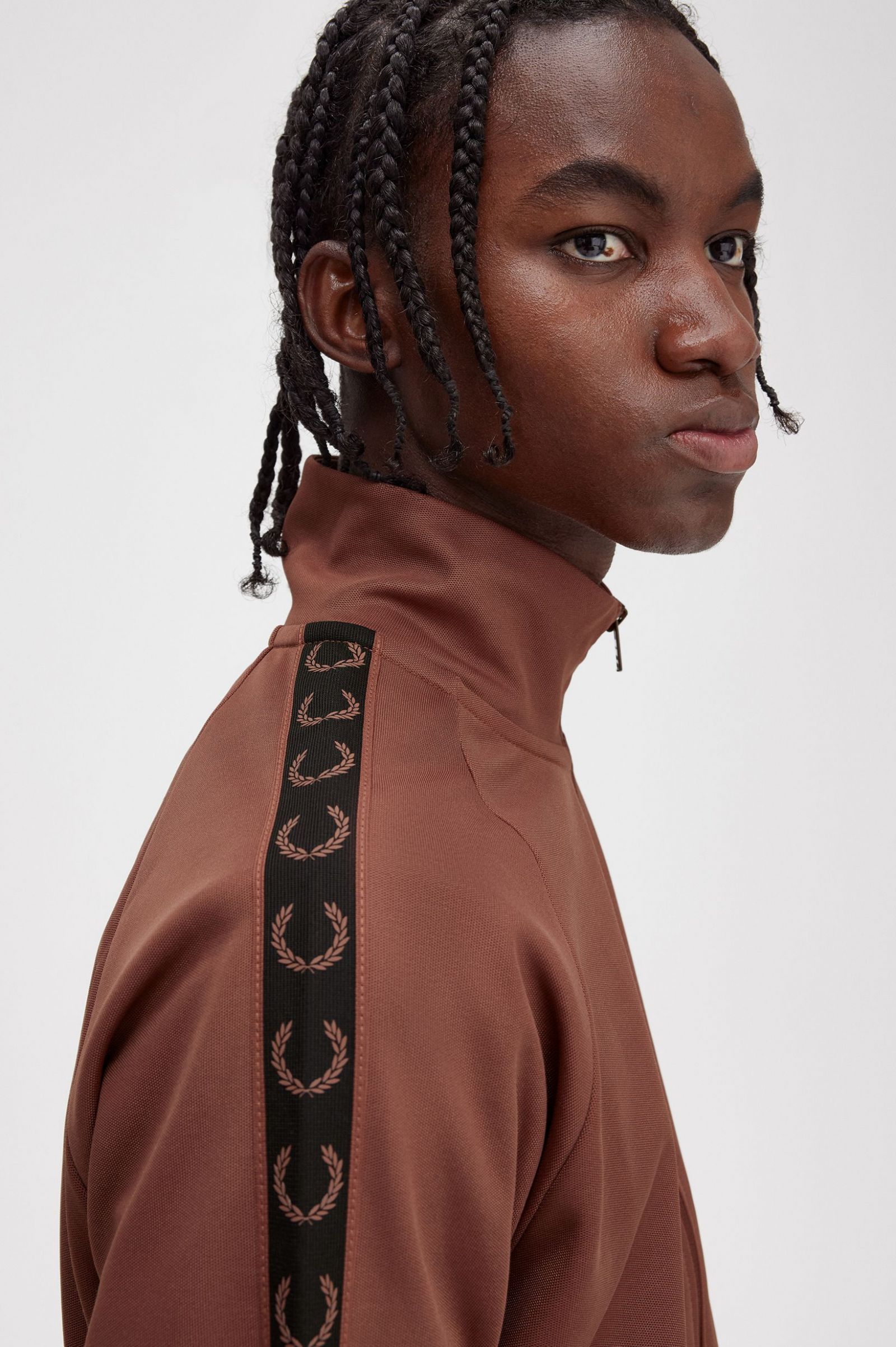 Contrast Tape Track Jacket Whisky Brown / Black