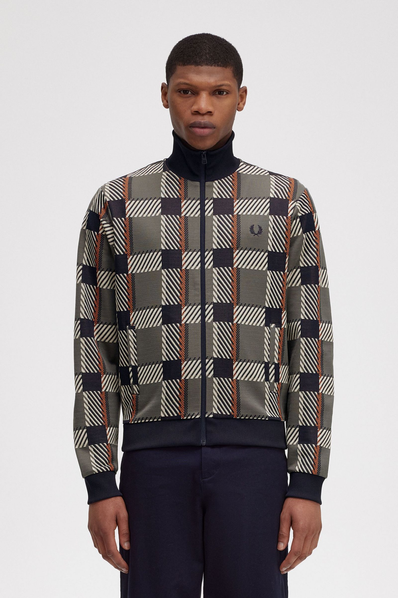 Glitch Tartan Track Jacket Field Green
