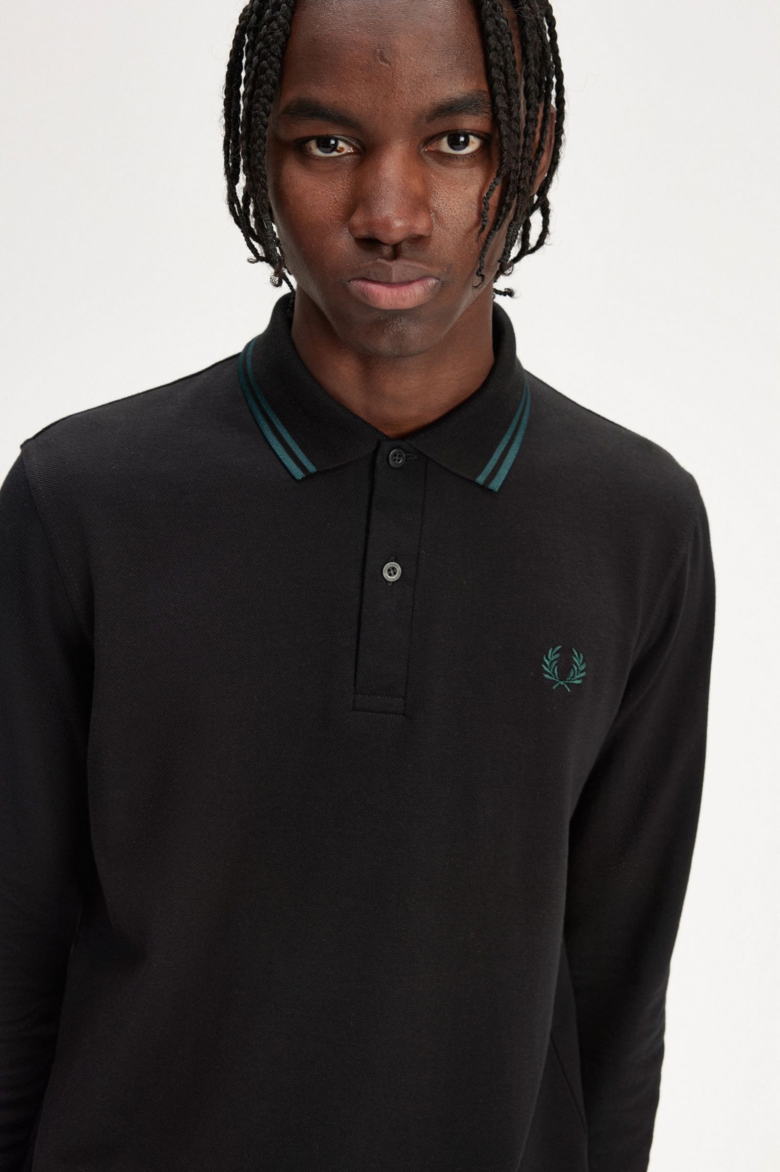 The Fred Perry ShirtM1212 Black / Petrol Blue / Petrol Blue