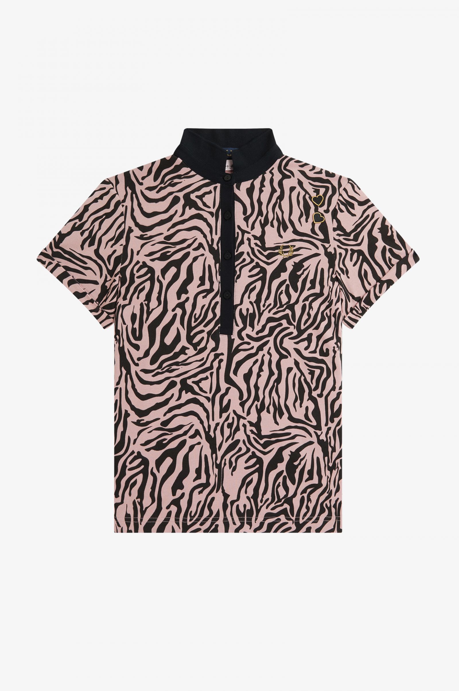 Amy Winehouse FoundationZebra Print Polo Shirt Dusty Rose Pink