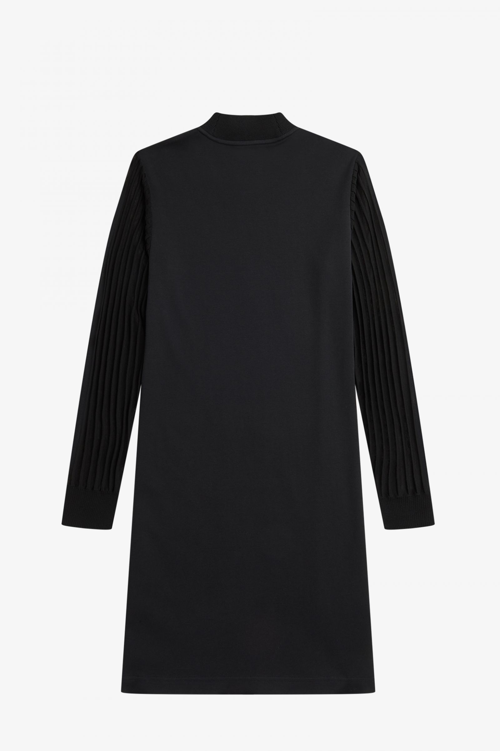 Sheer Sleeve Mock Neck Dress Black