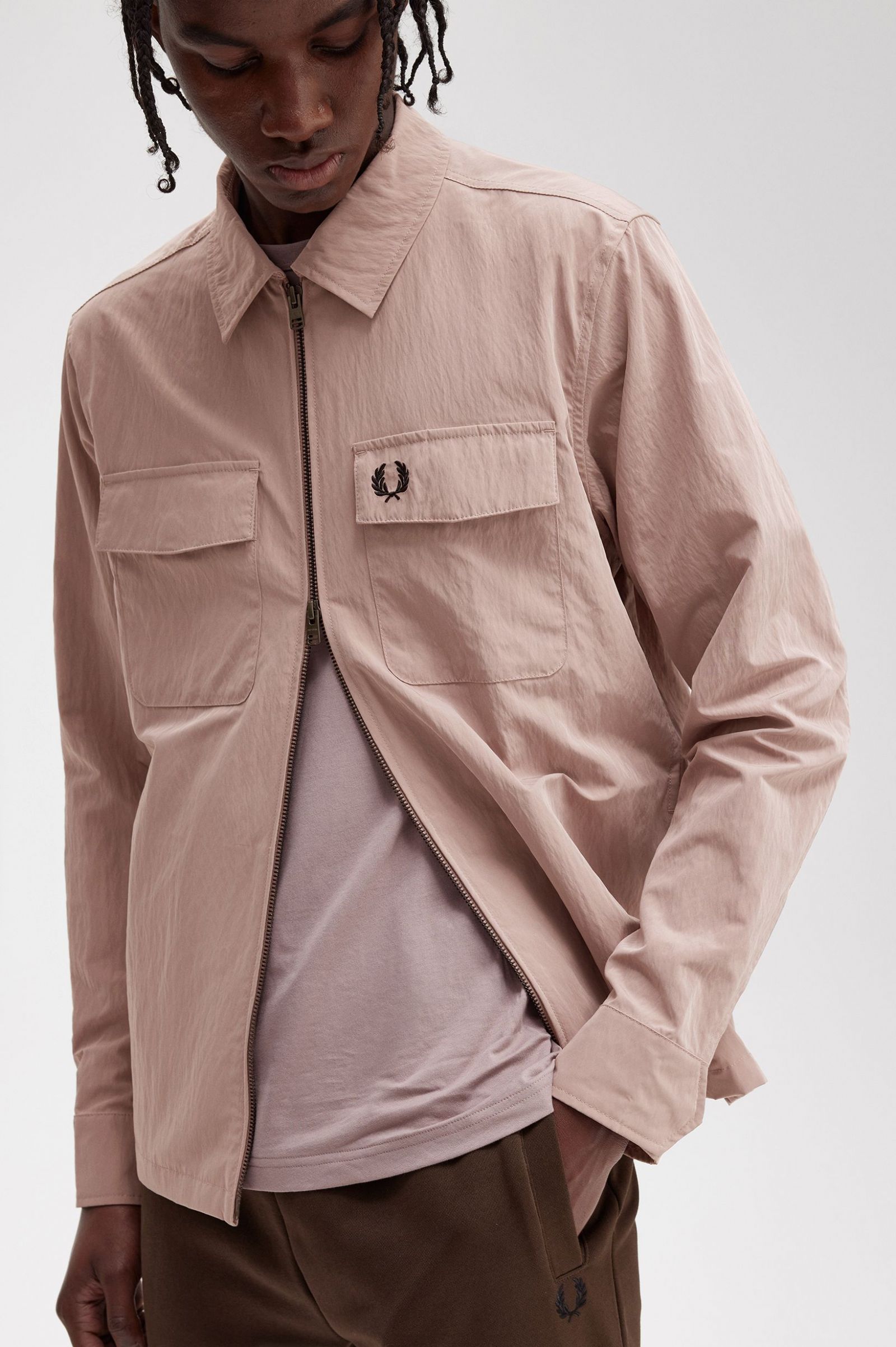 Zip-Through Overshirt Dark Pink