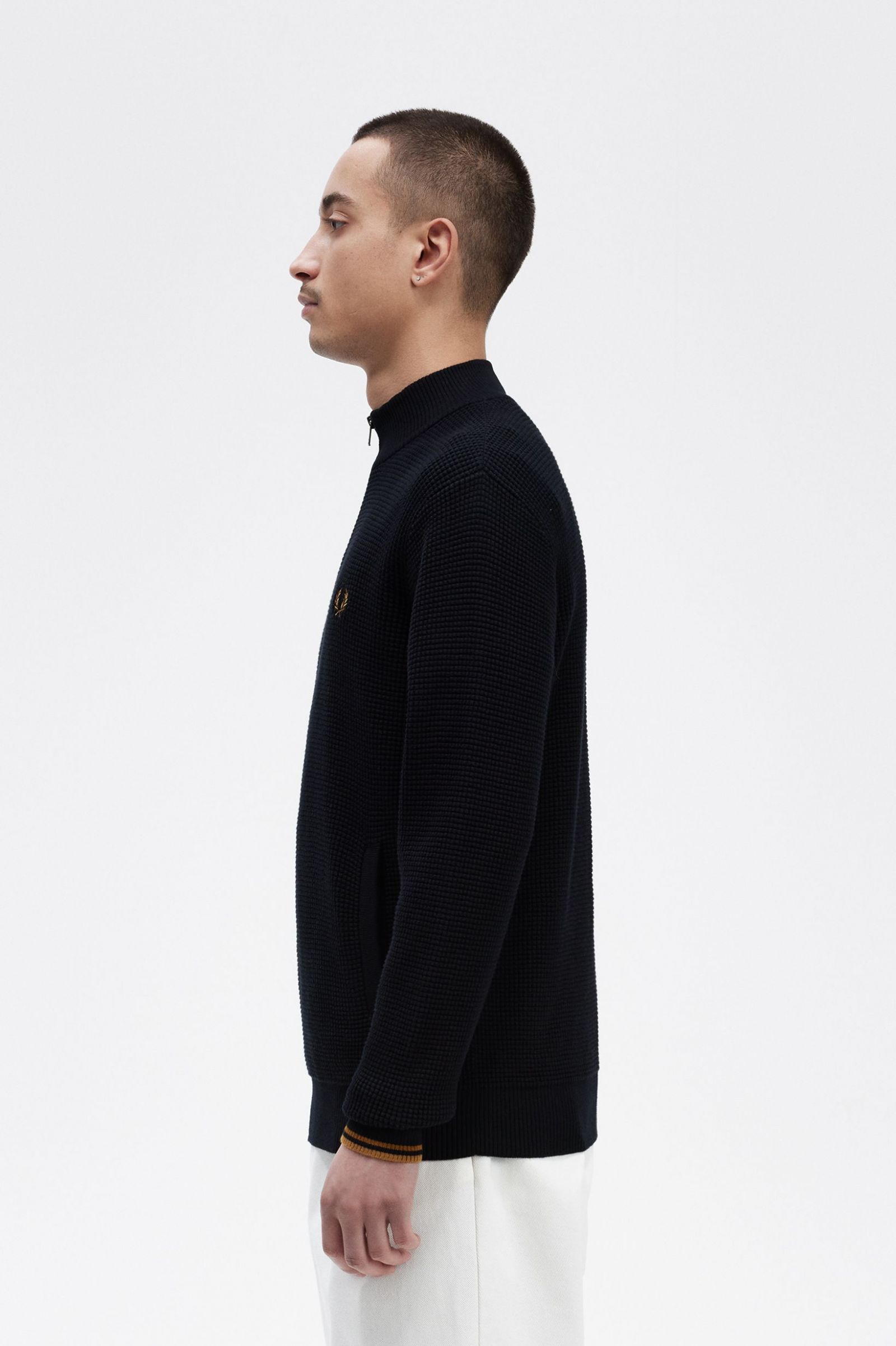 Waffle Stitch Half Zip Jumper Navy