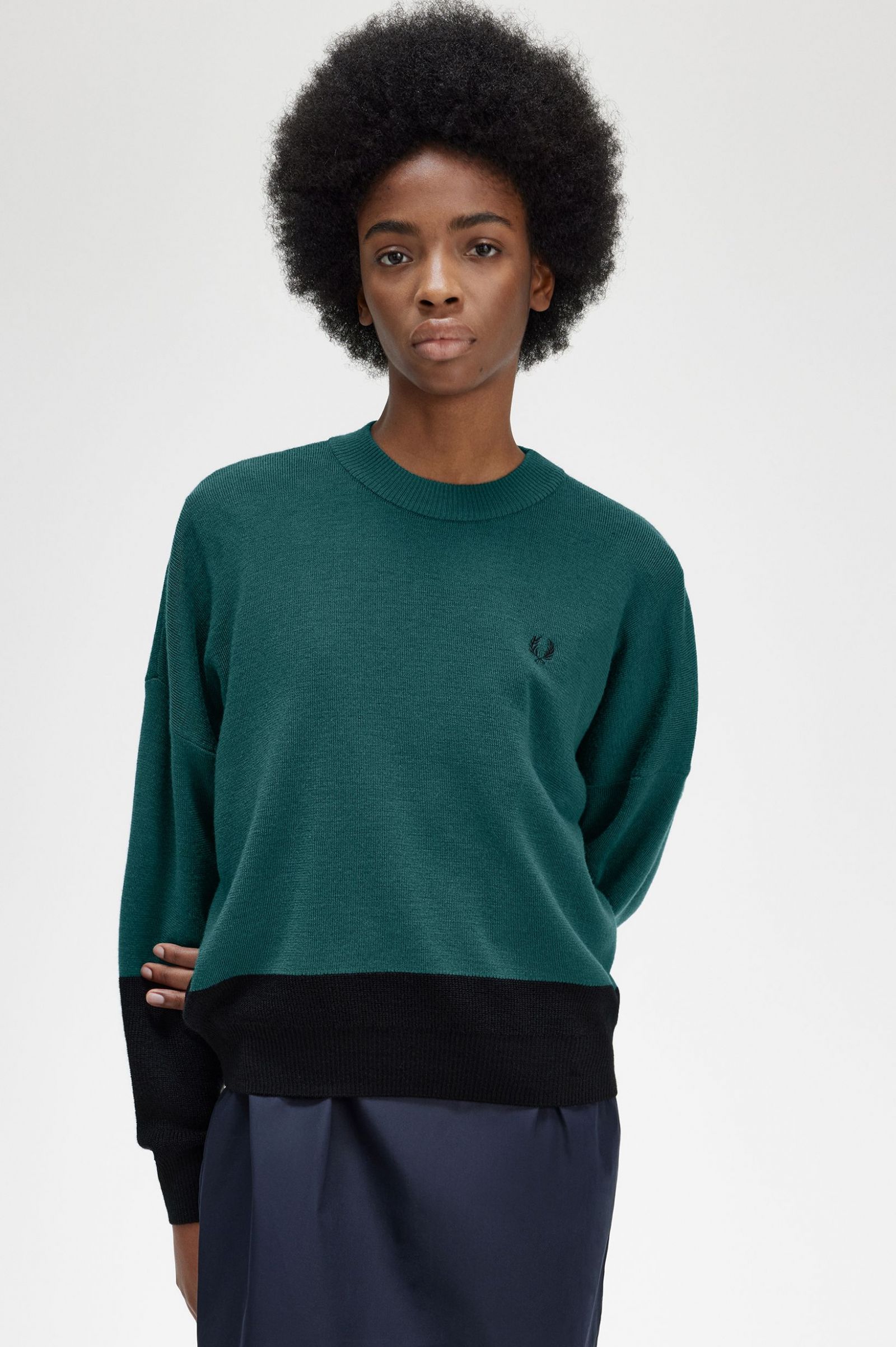 Colour Block Jumper Petrol Blue