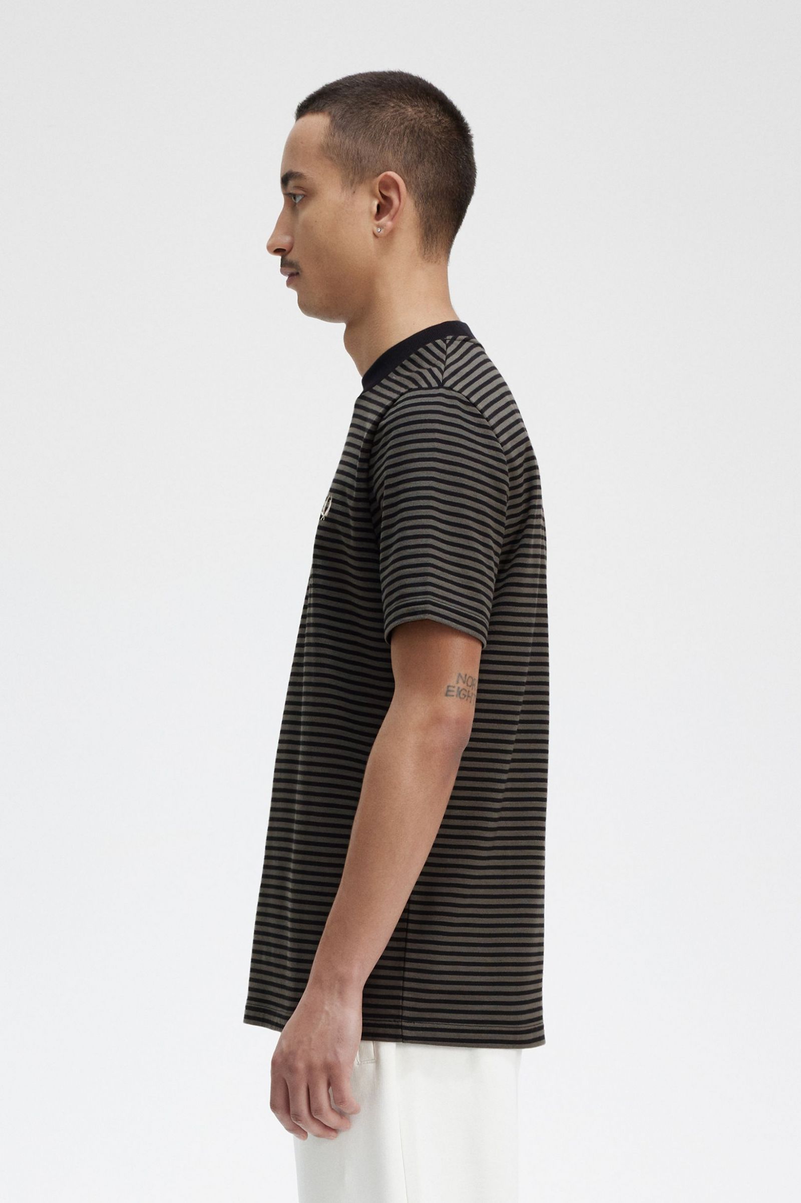 Fine Stripe Heavyweight T-Shirt Black / Field Green