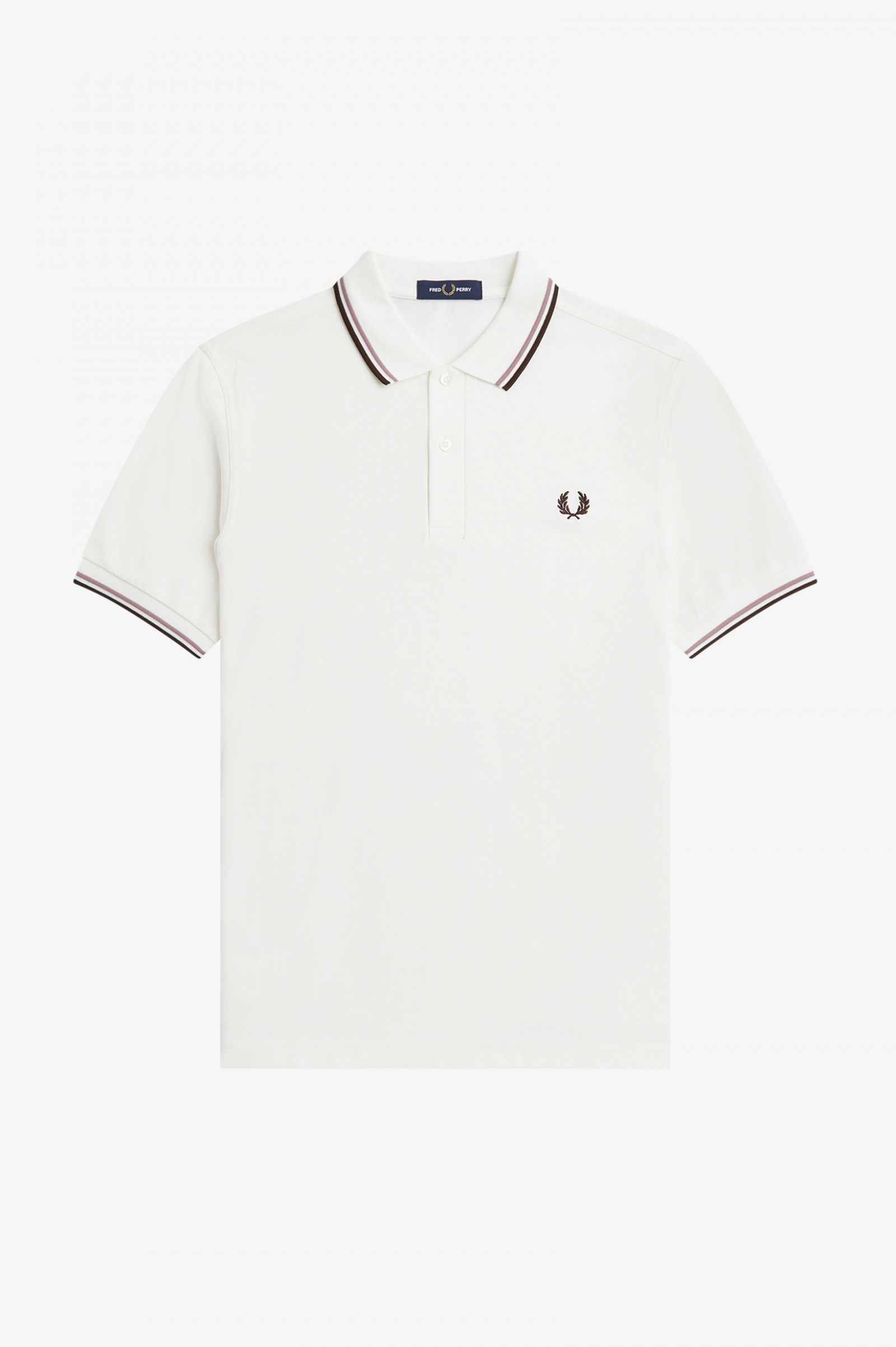 The Fred Perry ShirtM3600 Snow White / Deep Pink / Burnt Tobacco