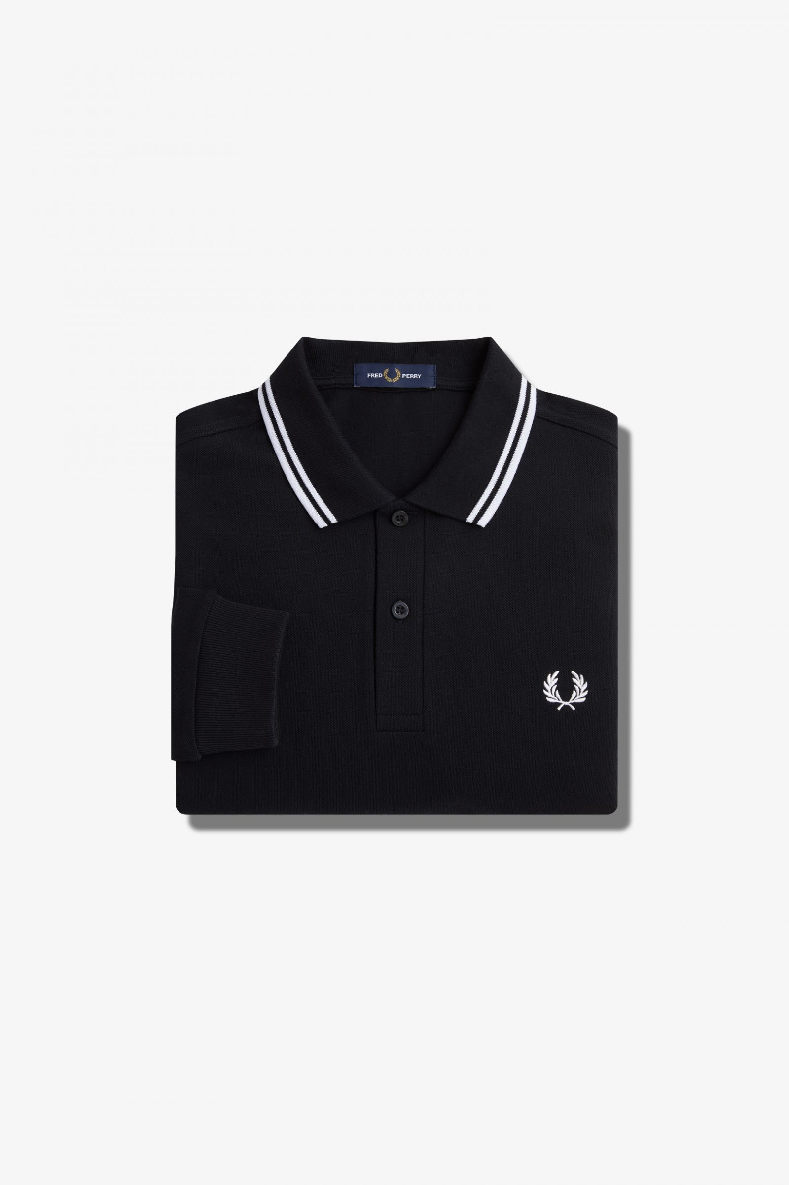 Rave Graphic Long Sleeve Fred Perry Shirt Black