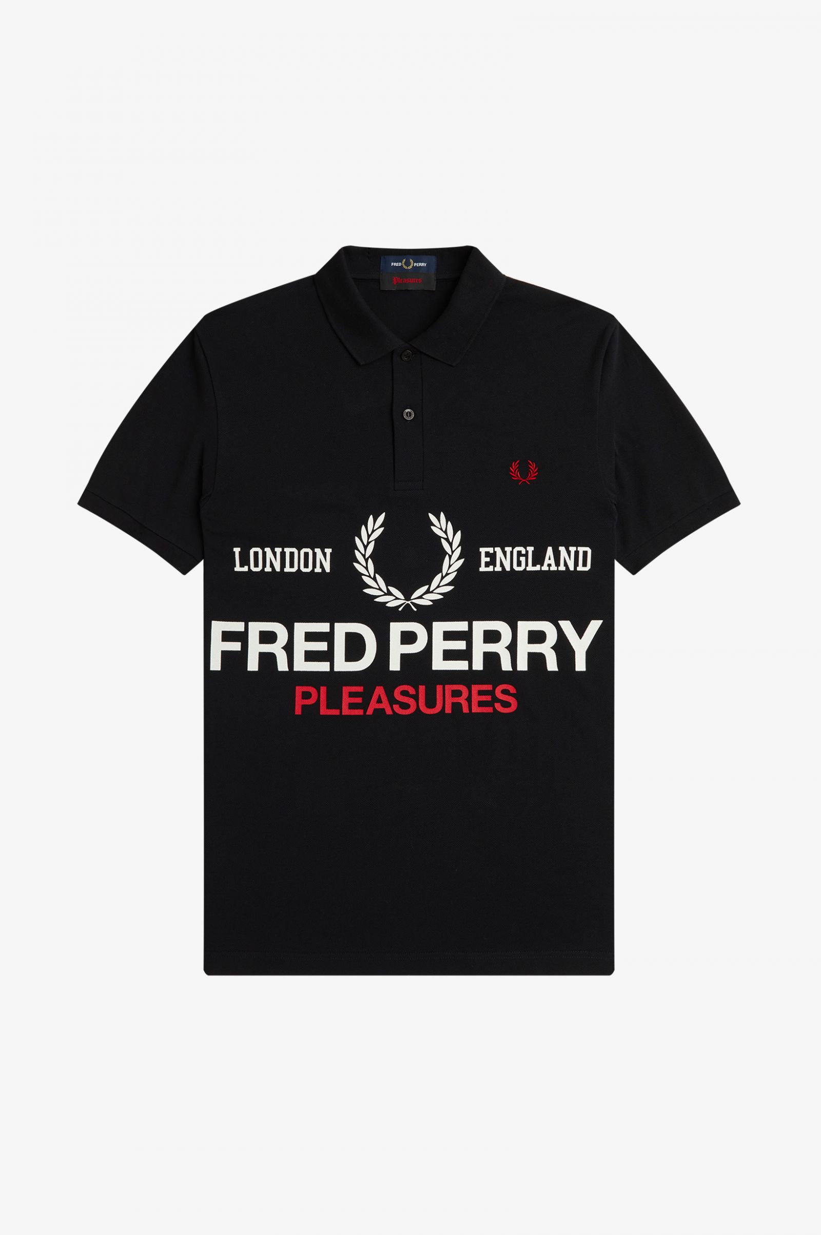 PleasuresLogo Fred Perry Shirt Black