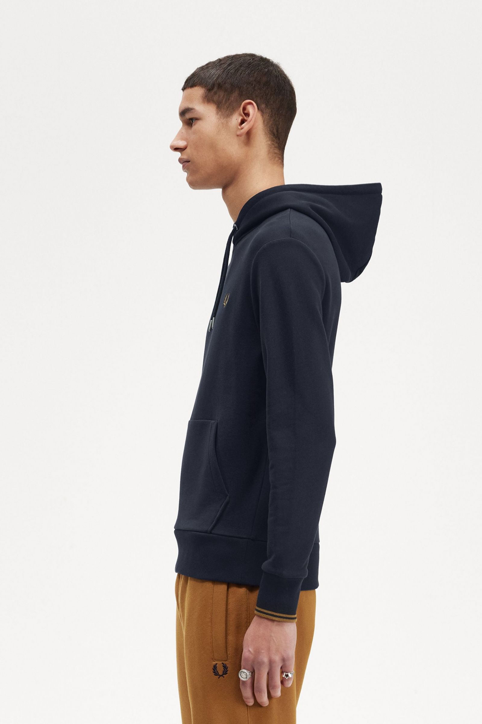 Tipped Hooded Sweatshirt Navy / Dark Caramel