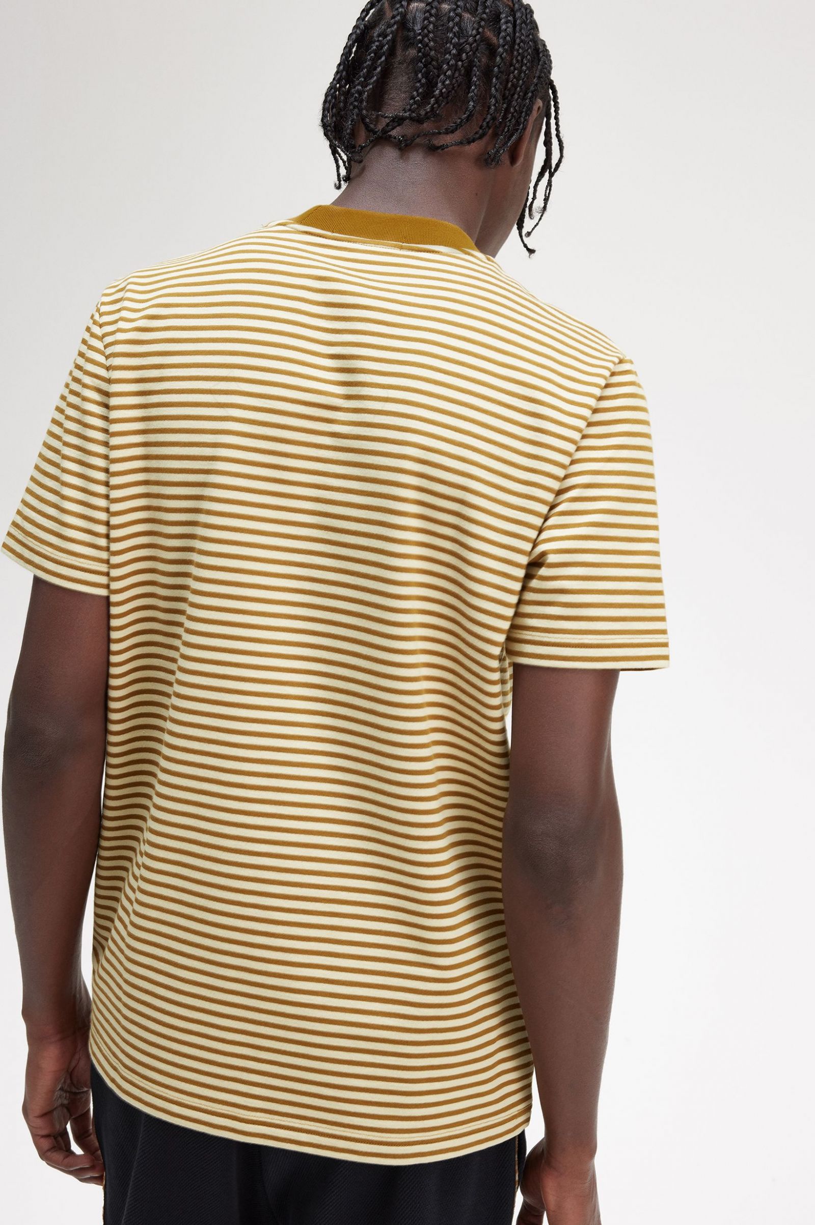 Fine Stripe Heavyweight T-Shirt Oatmeal / Dark Caramel