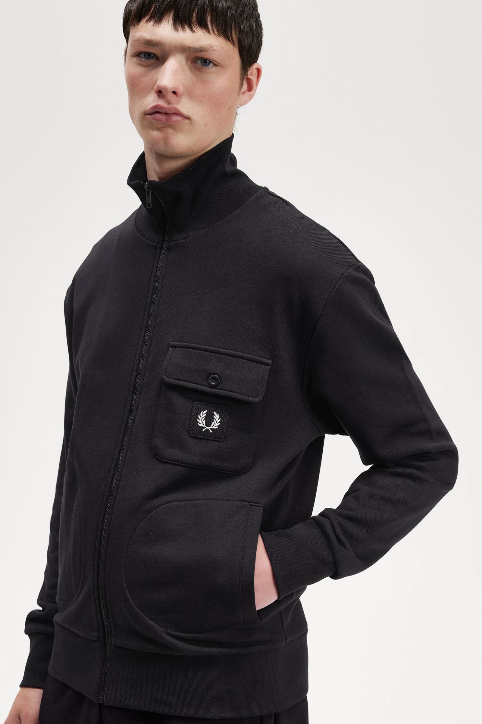 Funnel Neck Track Jacket Black
