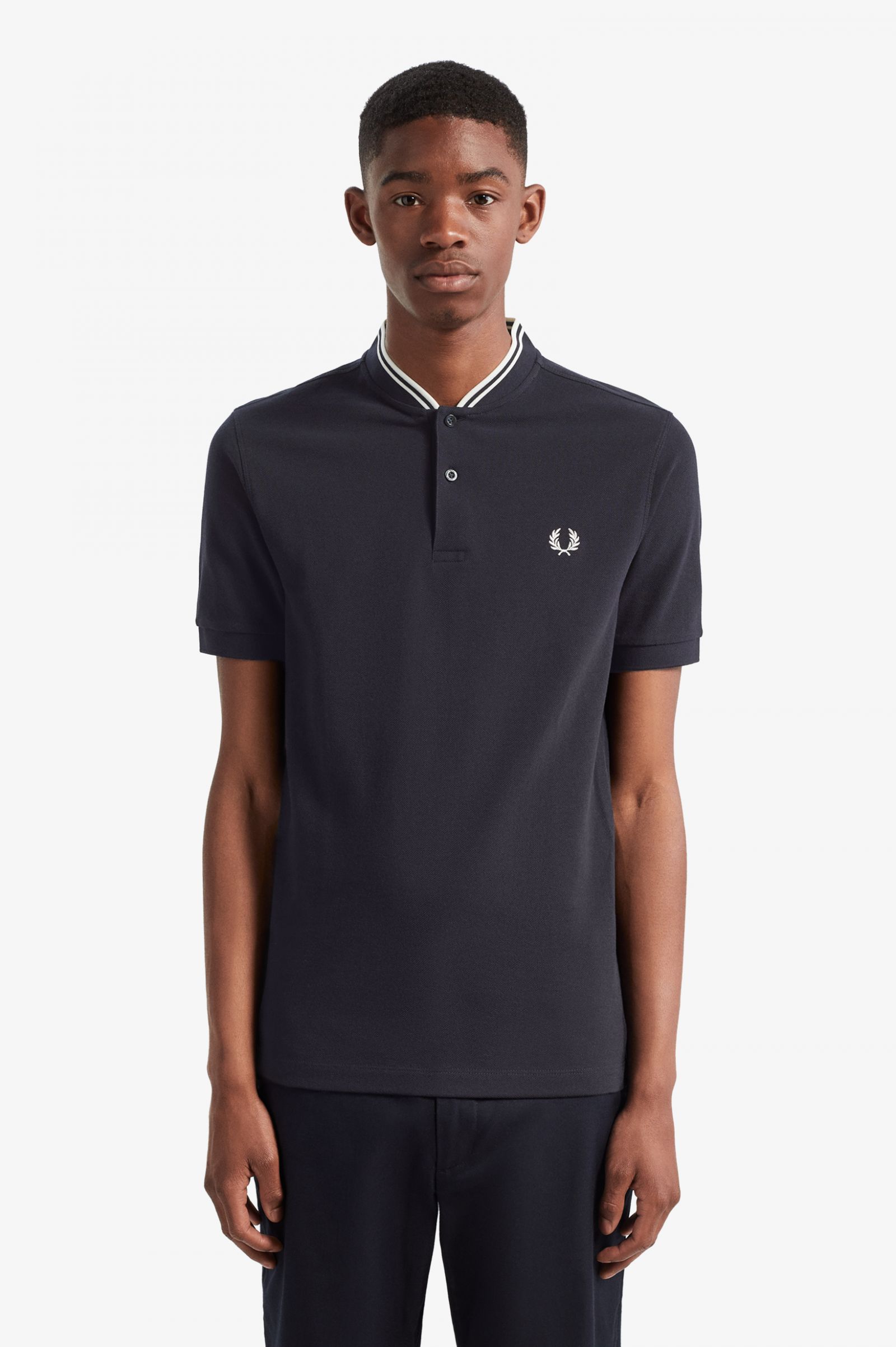 Bomber Collar Polo Shirt Navy