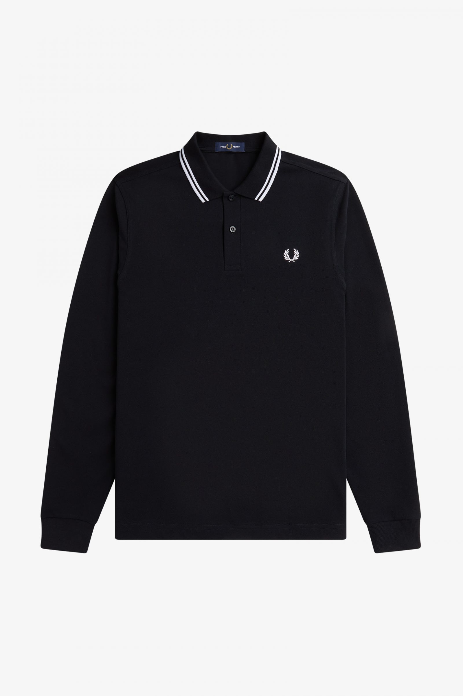 Rave Graphic Long Sleeve Fred Perry Shirt Black