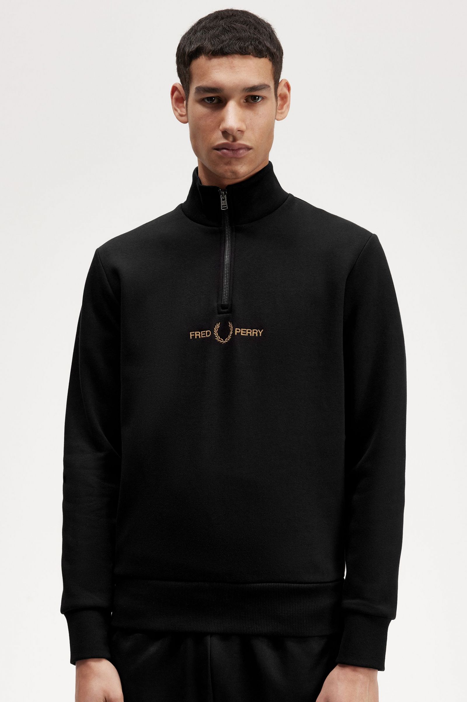 Double Graphic Half Zip Sweatshirt Black