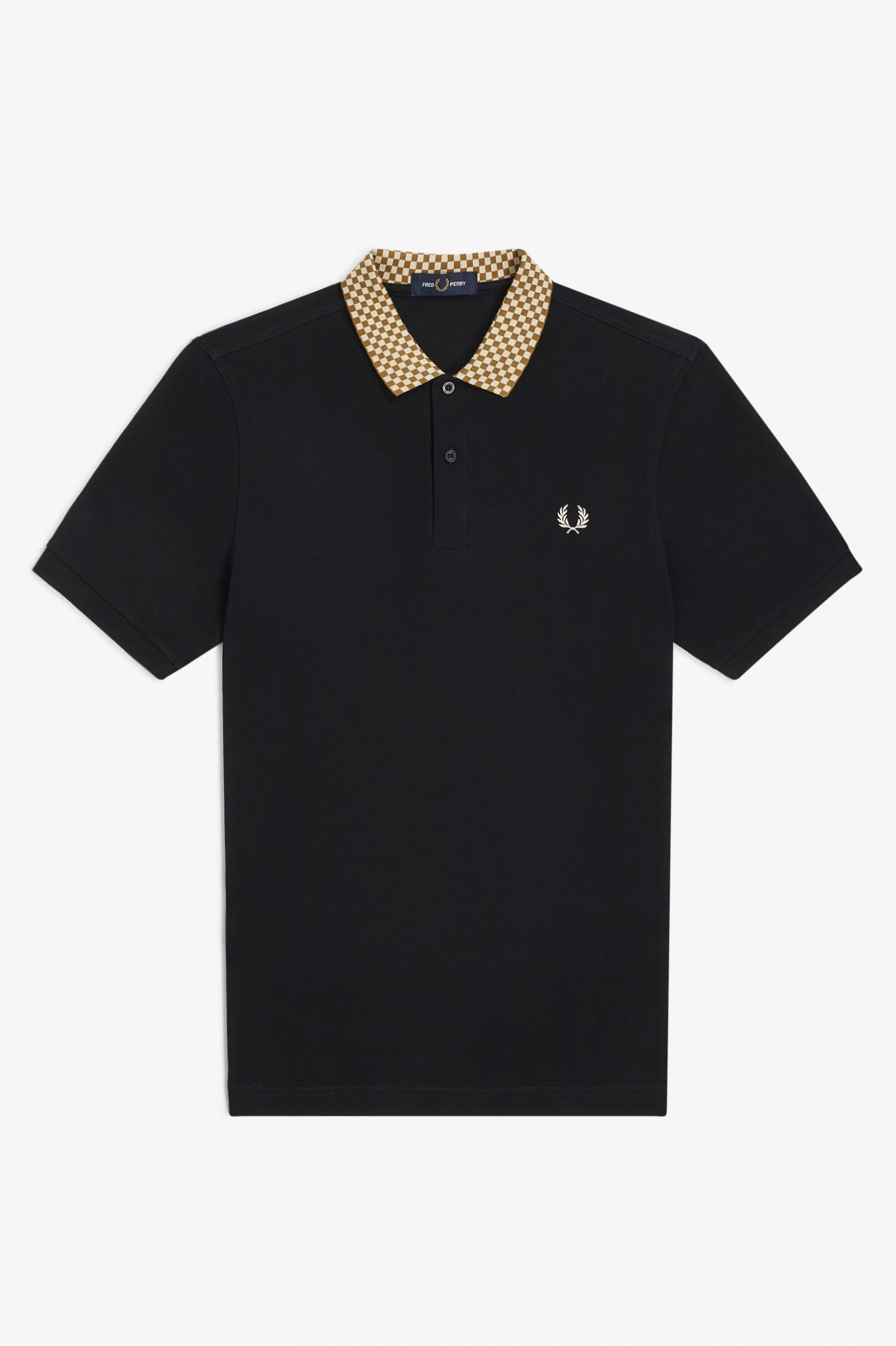 Chequerboard Collar Polo Shirt Black
