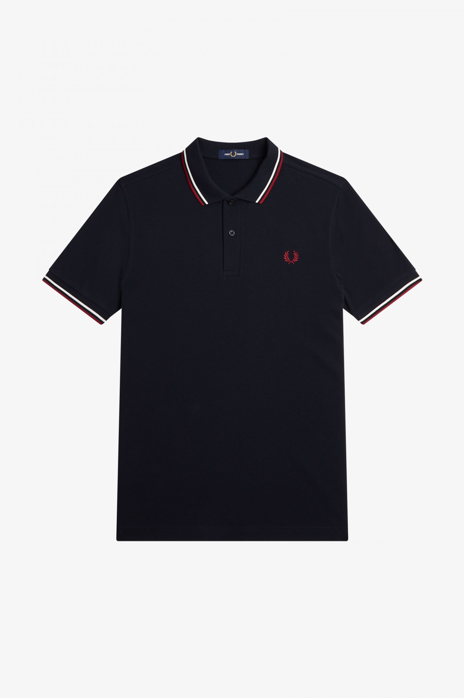 The Fred Perry ShirtM3600 Navy / Snow White / Burnt Red