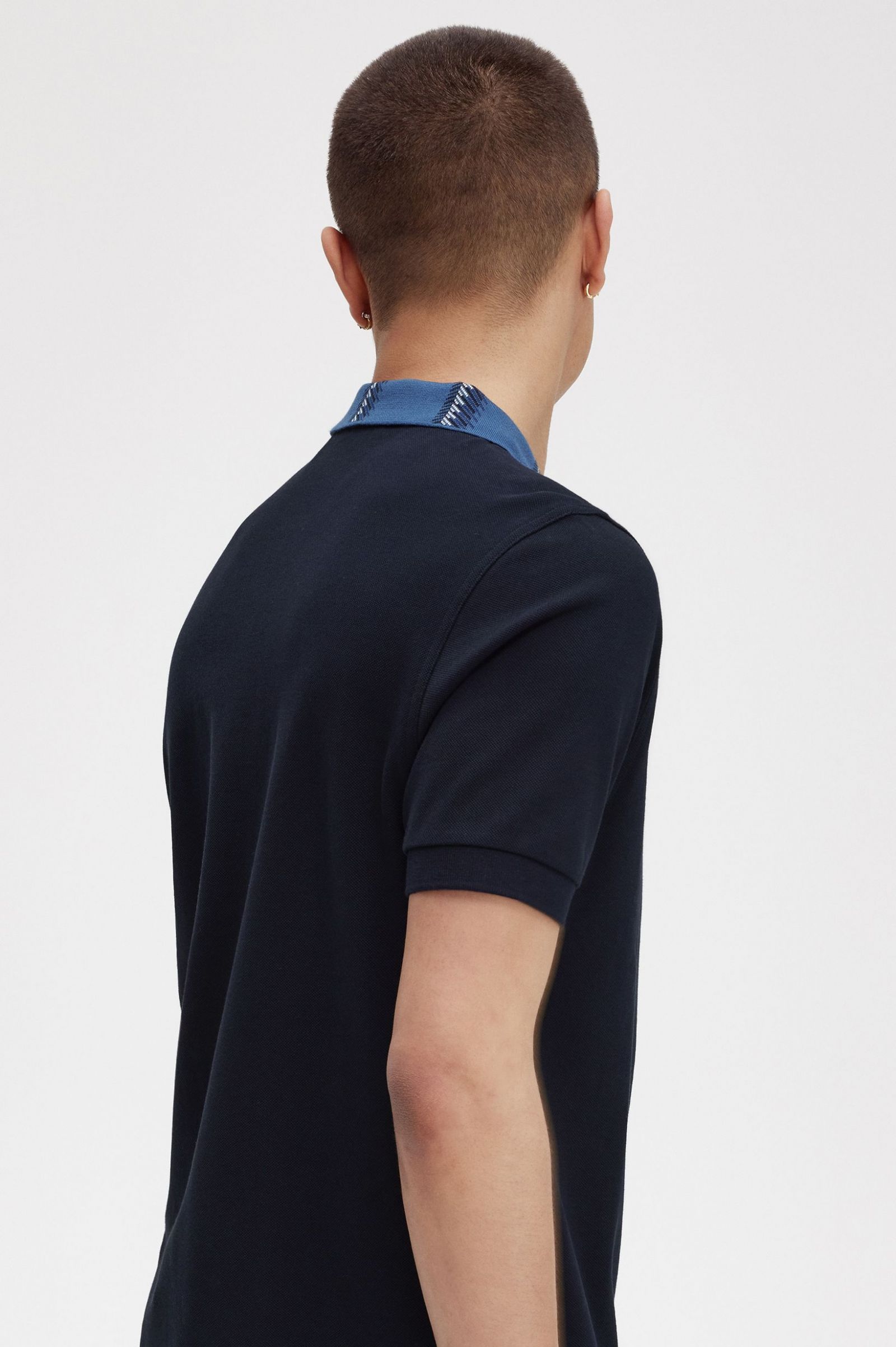 Graphic Collar Polo Shirt Navy