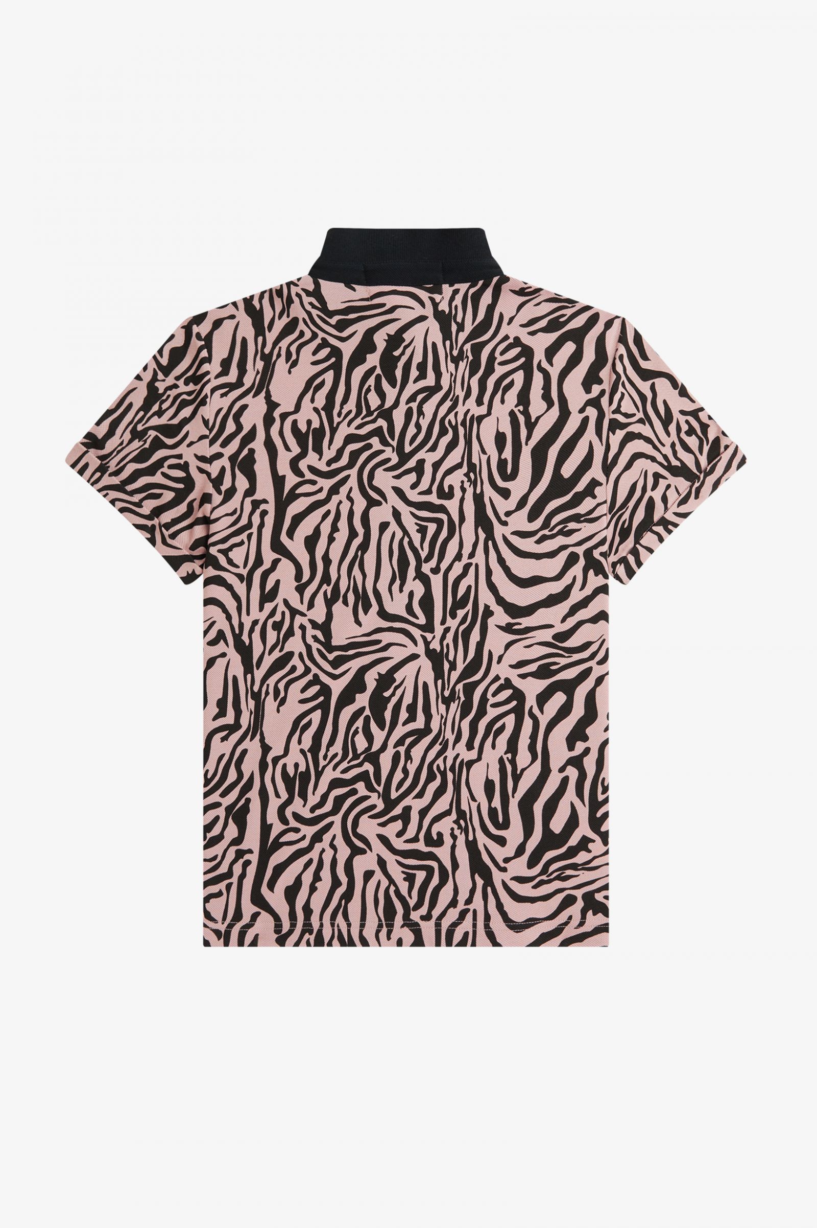 Amy Winehouse FoundationZebra Print Polo Shirt Dusty Rose Pink