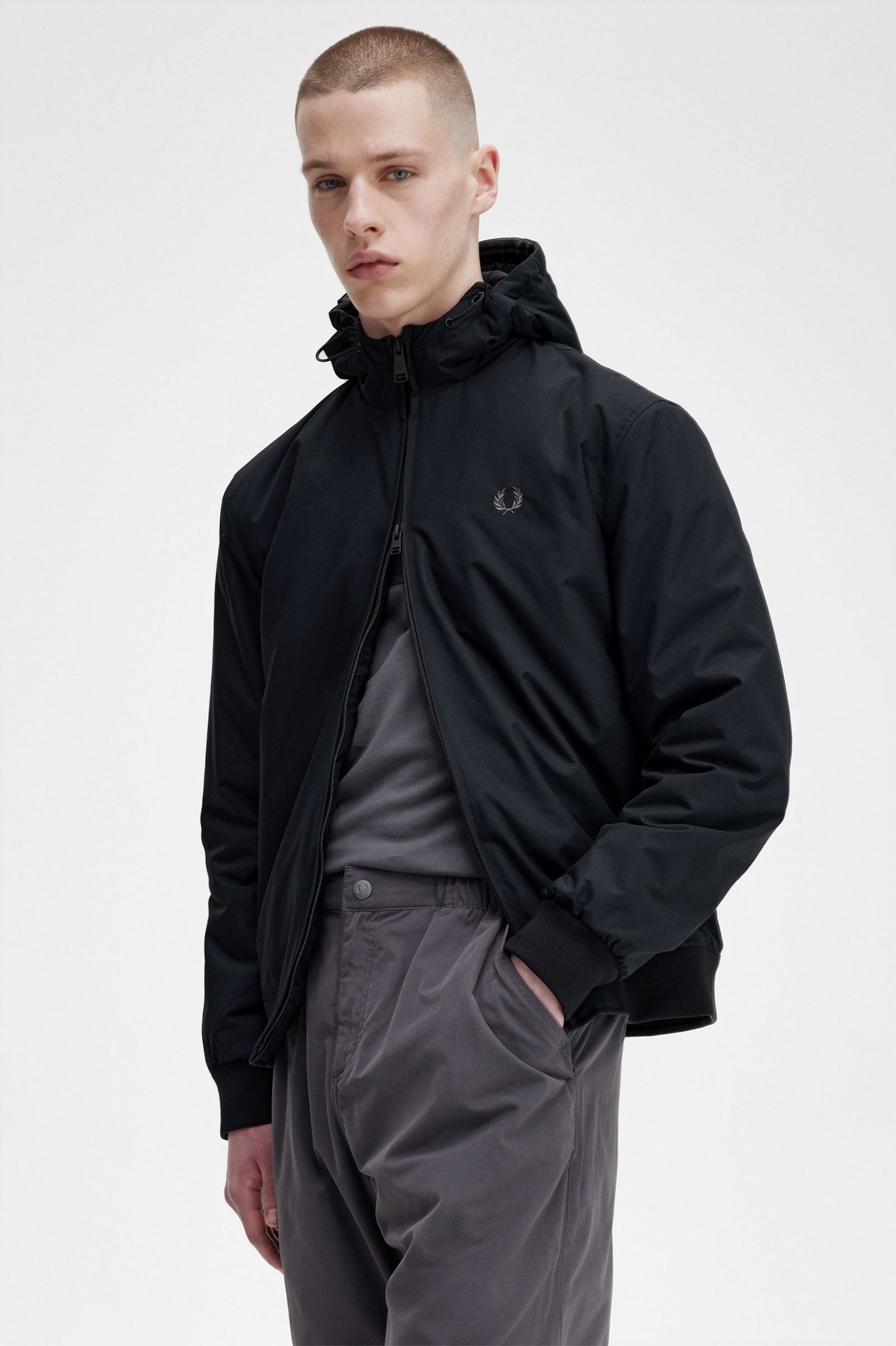 Padded Hooded Brentham Jacket Black / Gunmetal