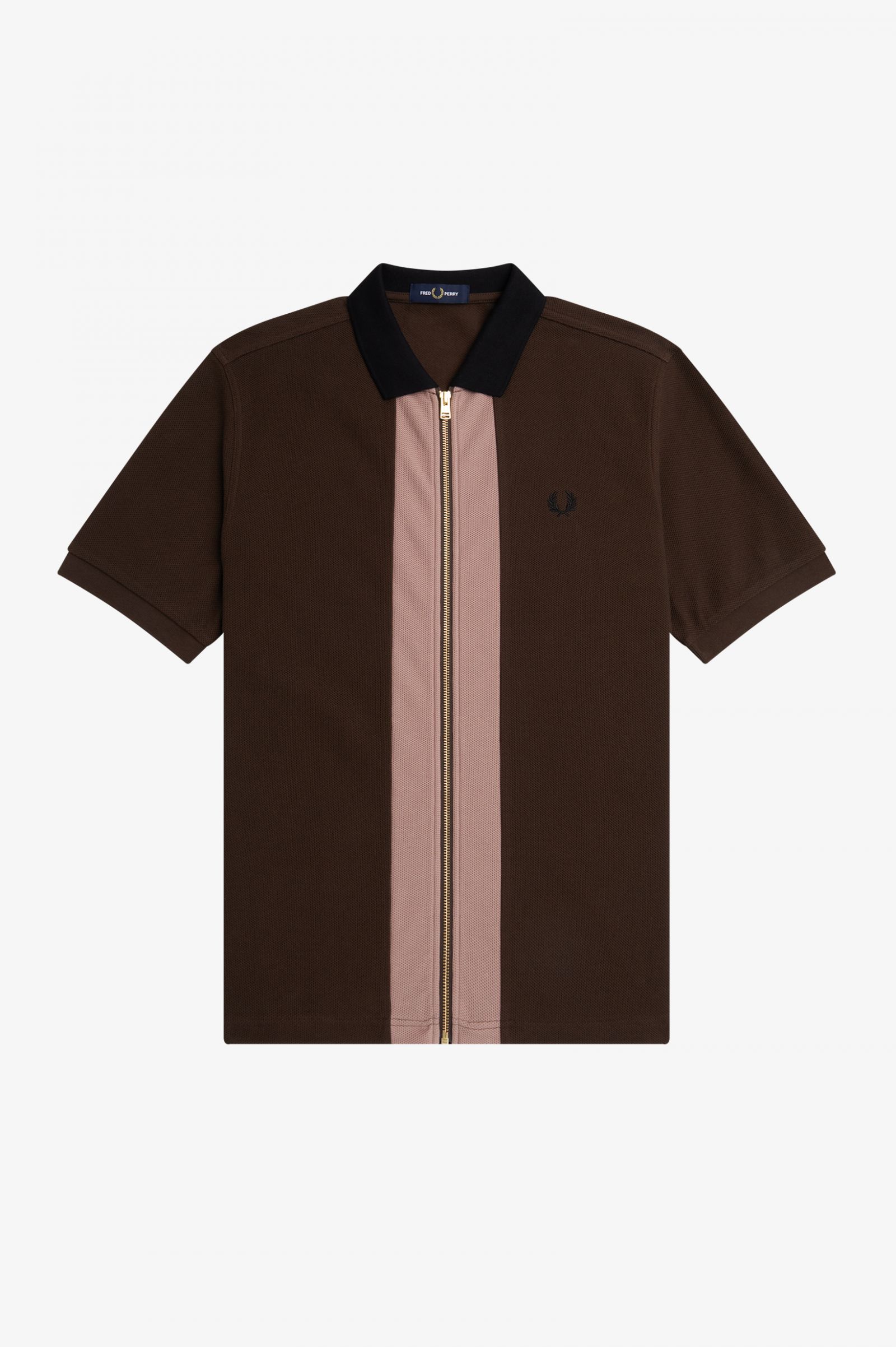 Zip Through Polo Shirt Burnt Tobacco