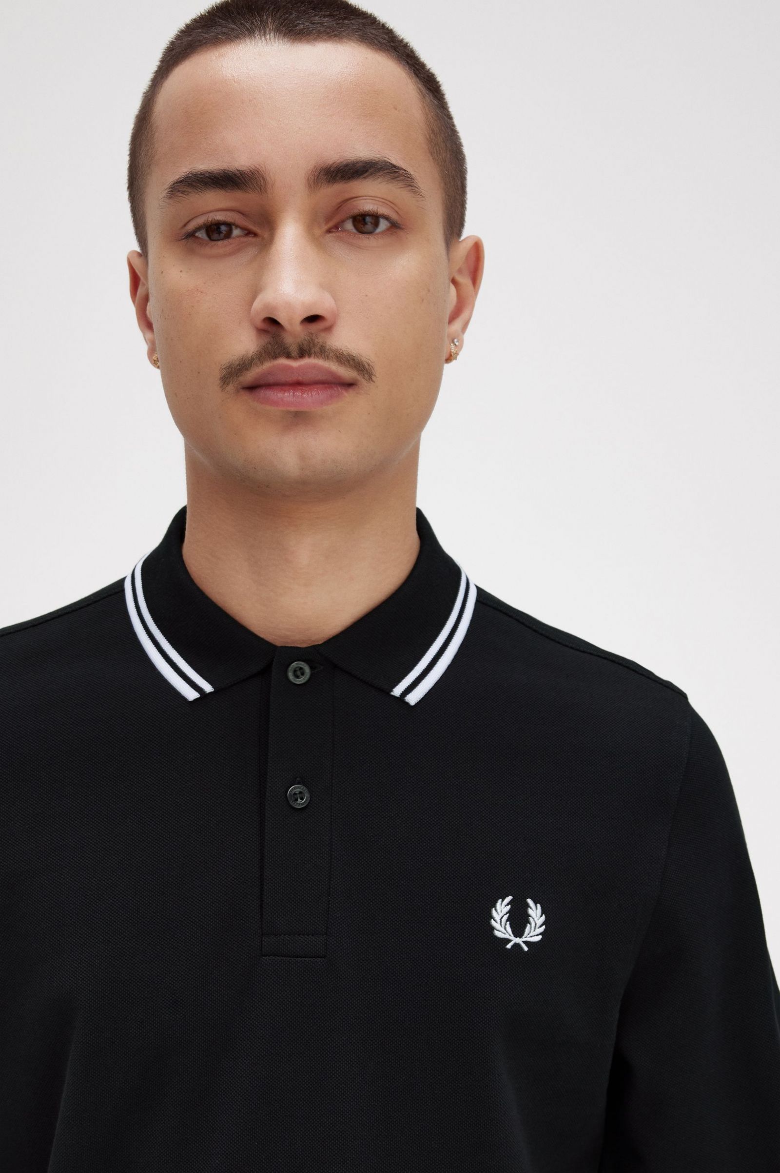 Rave Graphic Long Sleeve Fred Perry Shirt Black