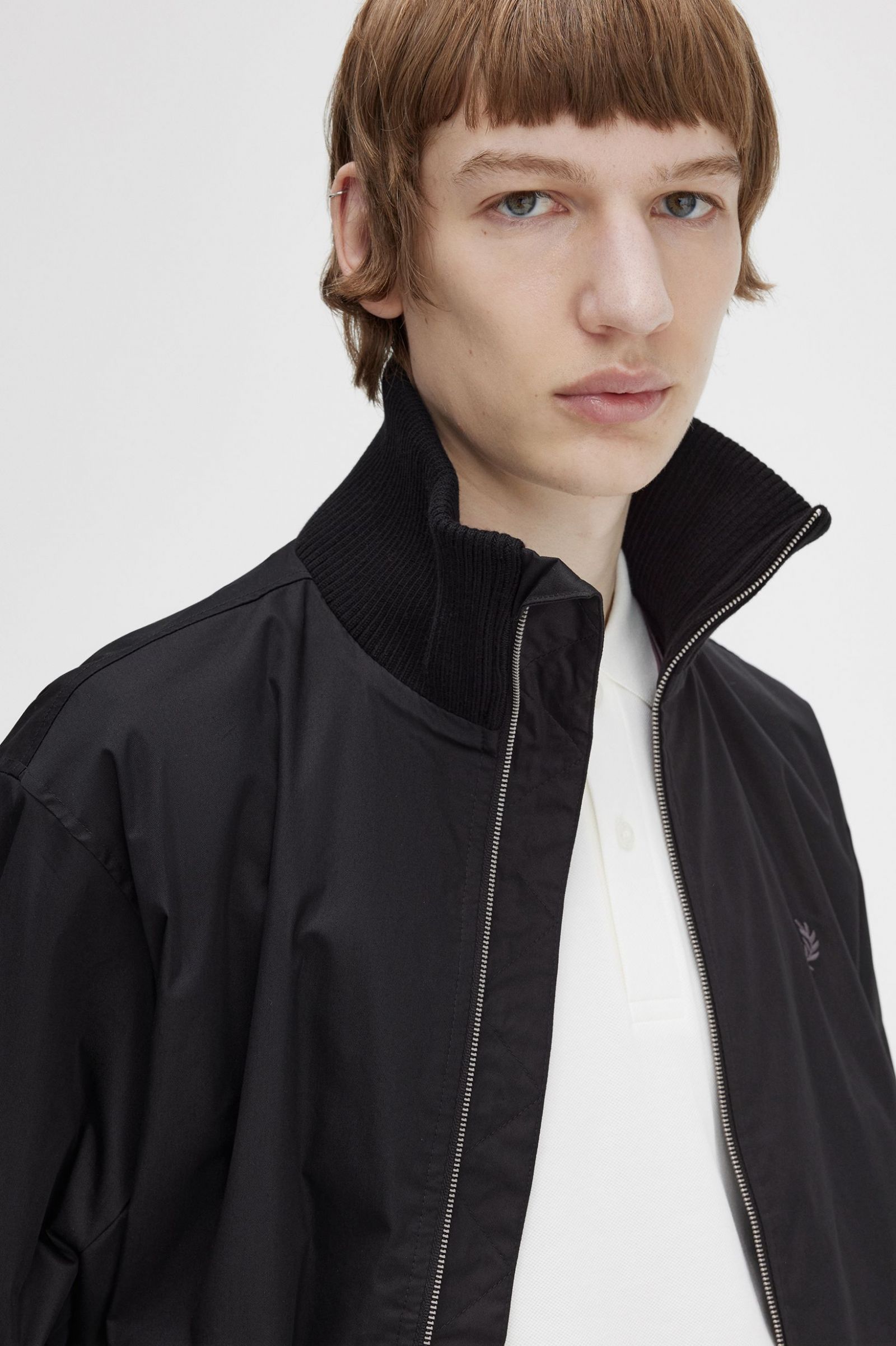 Knitted Rib Tennis Bomber Black