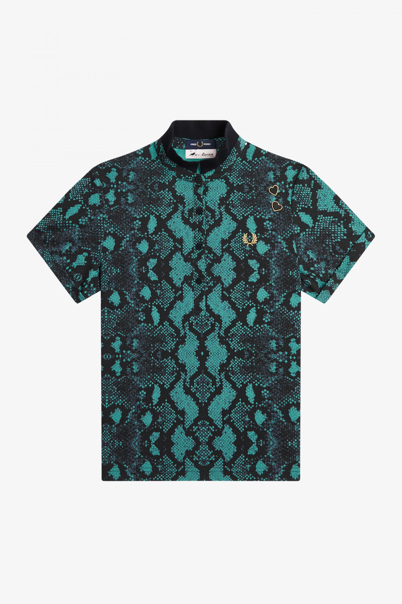 Amy Winehouse FoundationSnake Print Polo Shirt Deep Mint