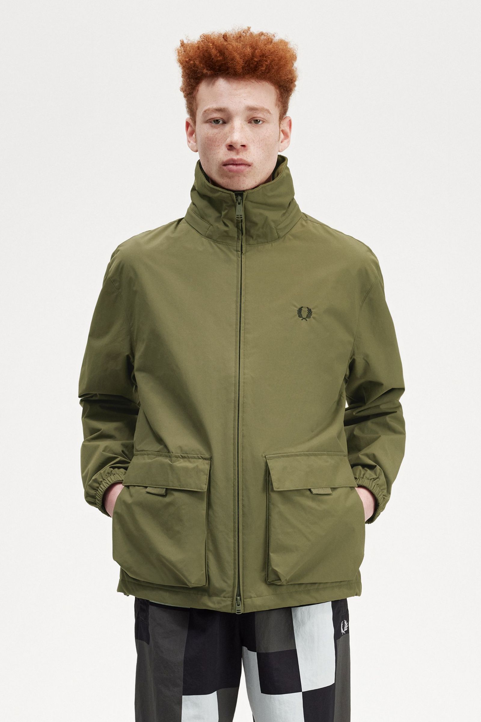 Patch Pocket Zip Through Jacket Uniform Green