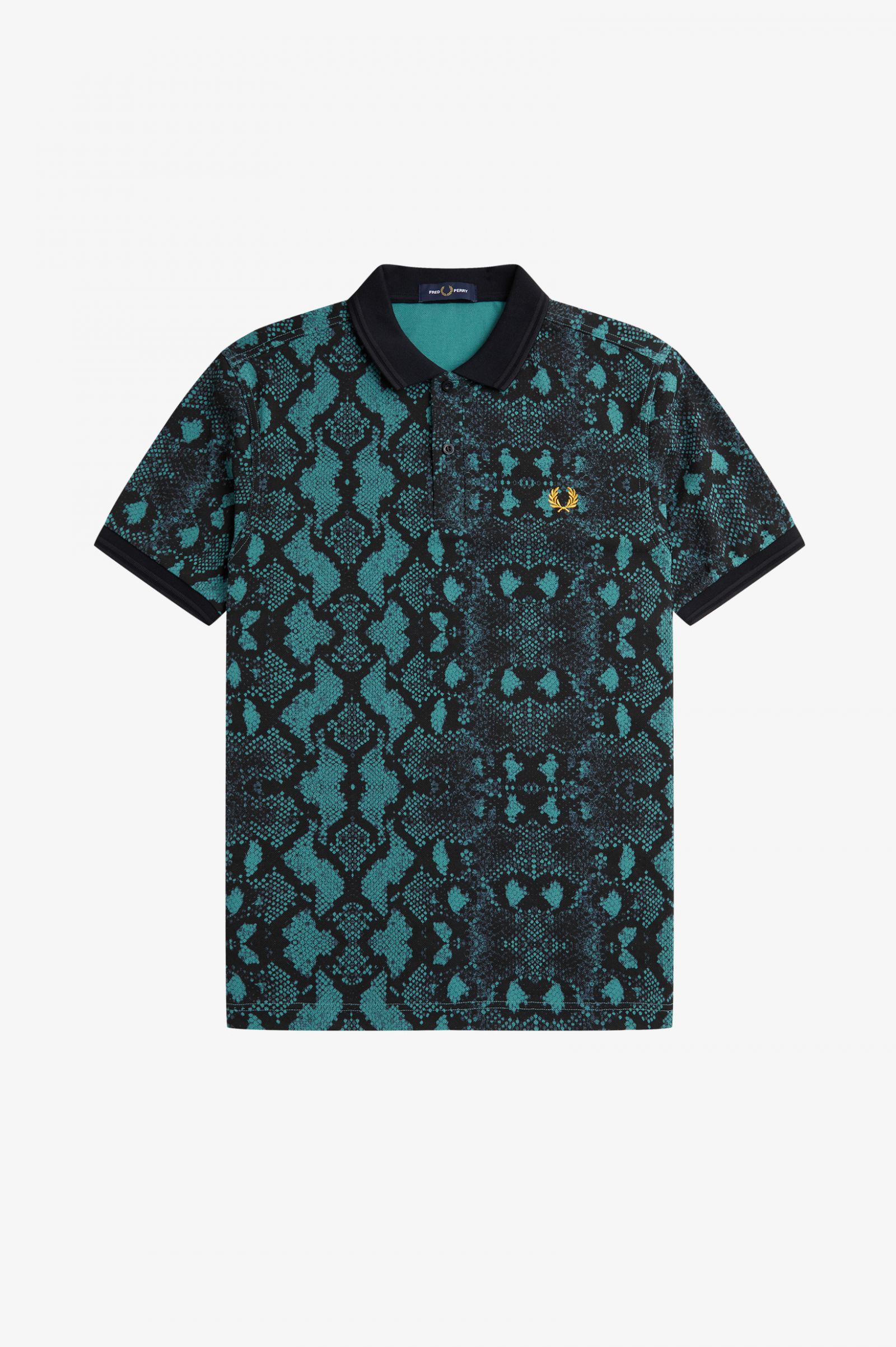 Snake Print Fred Perry Shirt Deep Mint