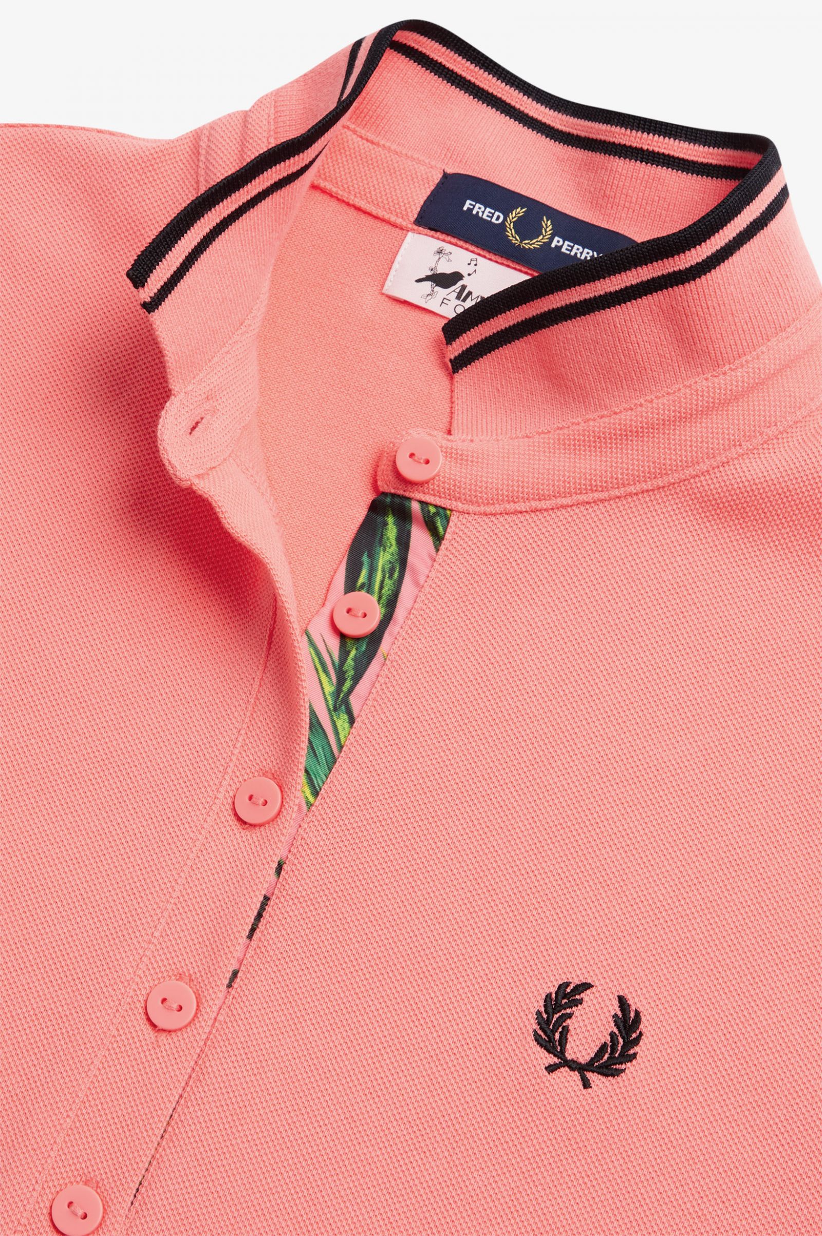 Amy Winehouse FoundationPrinted Trim Piqué Dress Coral Heat