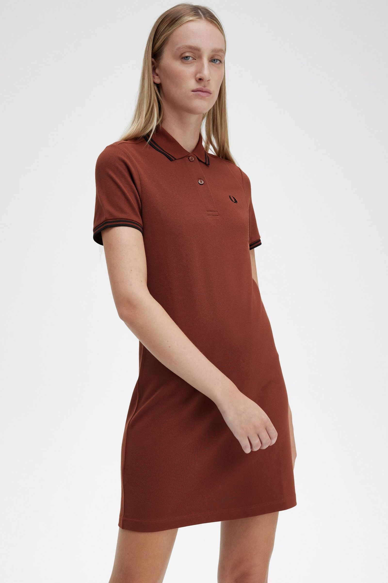 Twin Tipped Fred Perry Shirt Dress Whisky Brown / Black / Black