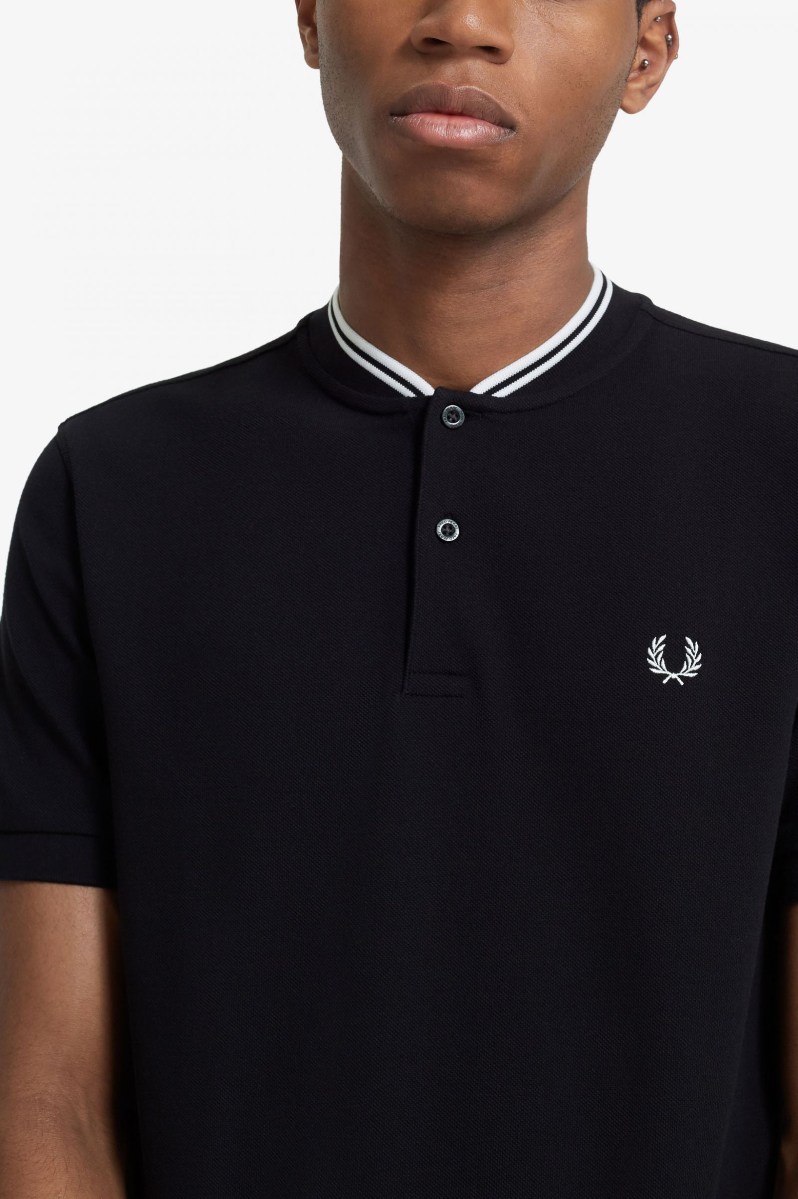Bomber Collar Polo Shirt Black
