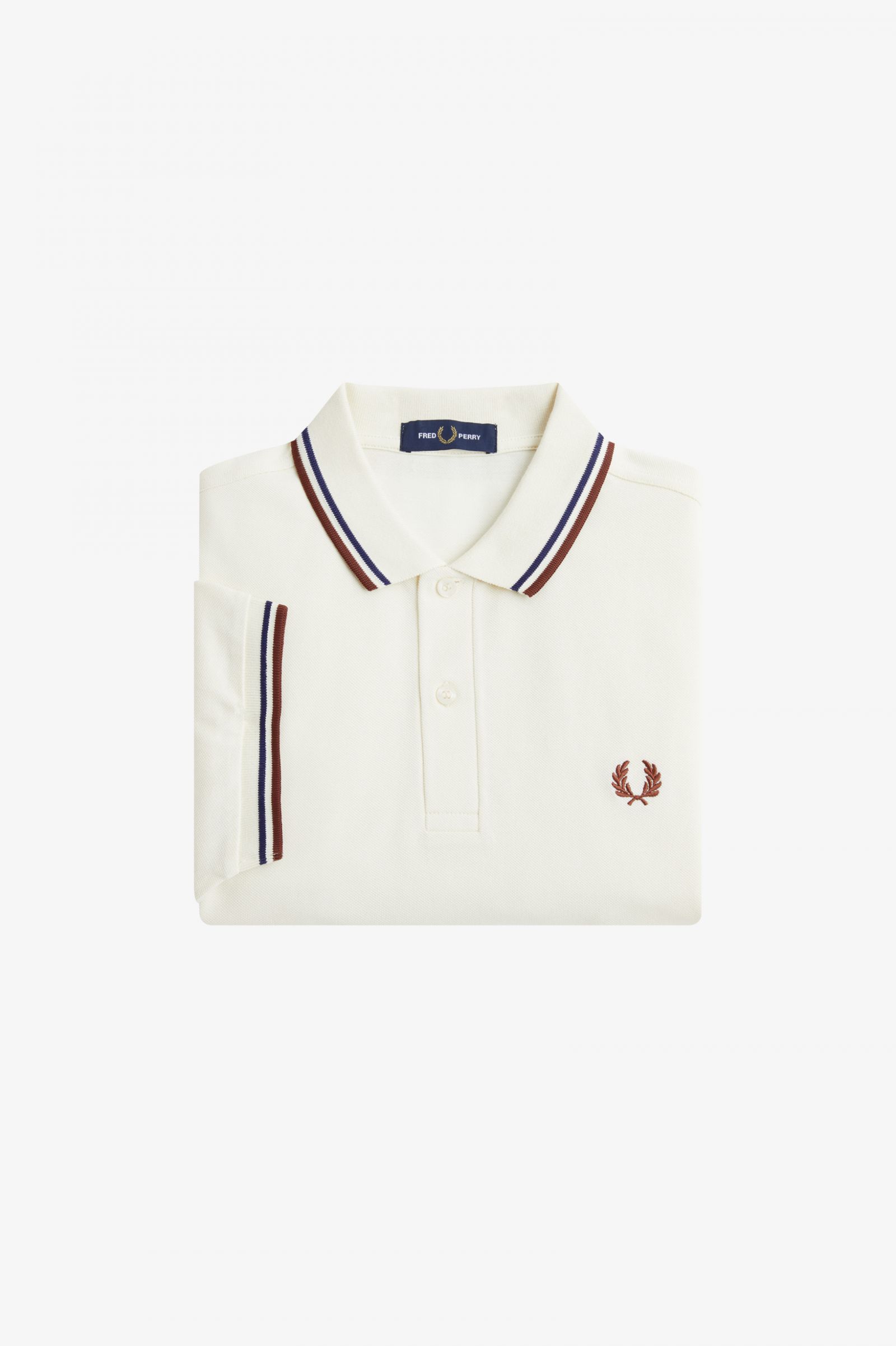The Fred Perry ShirtM3600 Ecru / French Navy / Whisky Brown