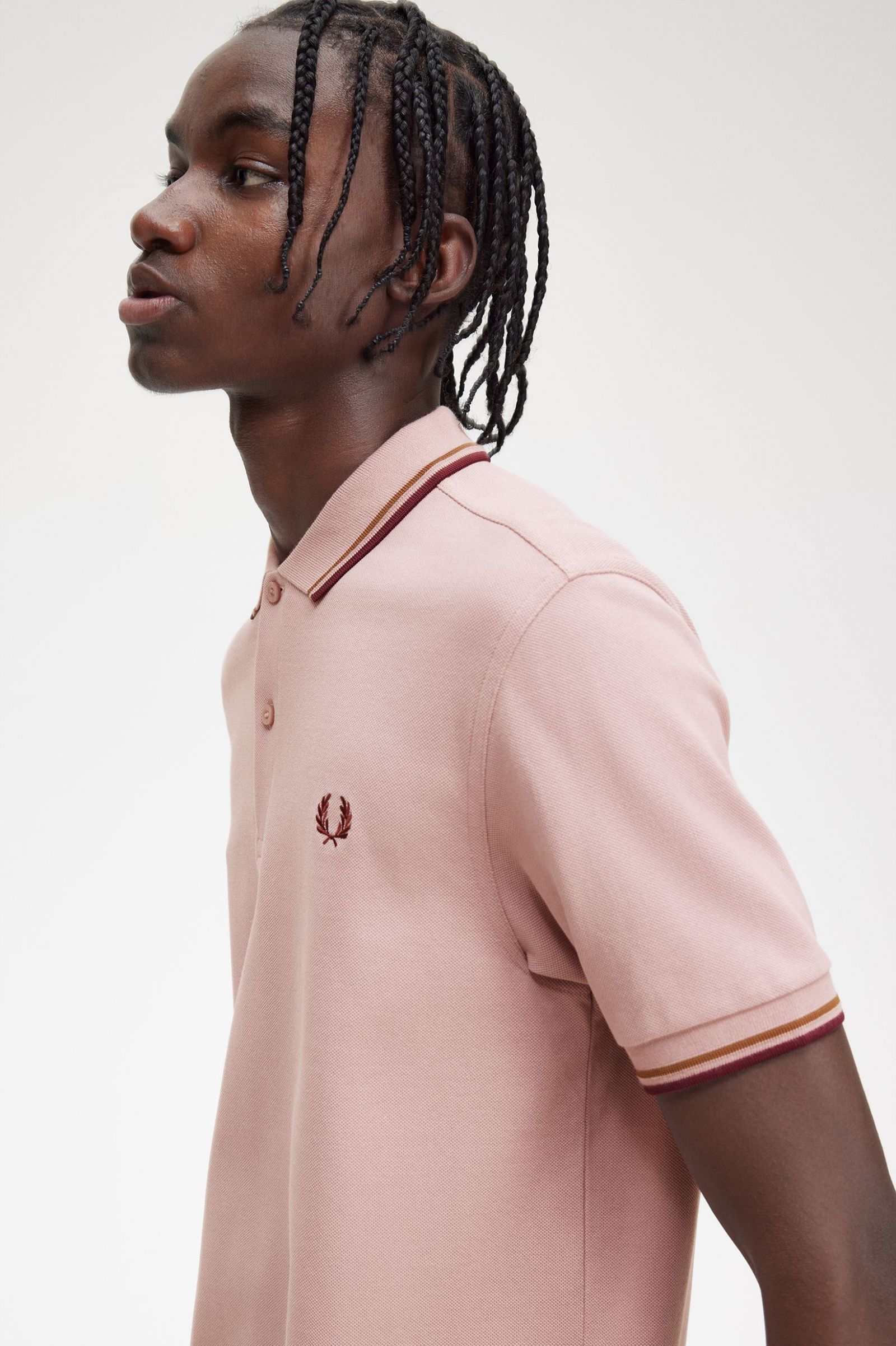 The Fred Perry ShirtM3600 Dusty Rose Pink / Shaded Stone / Oxblood