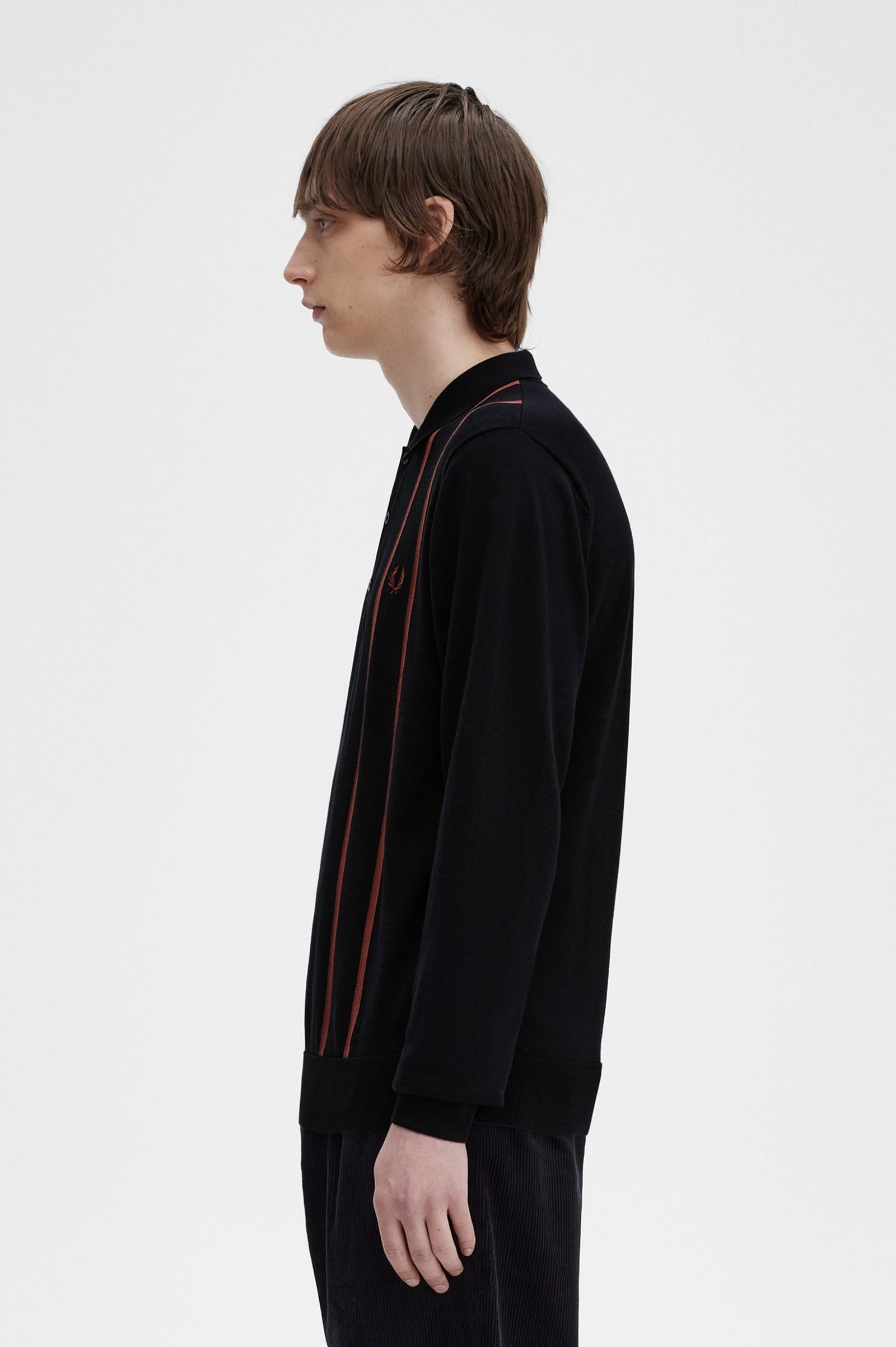 Vertical Stripe Knitted Shirt Black