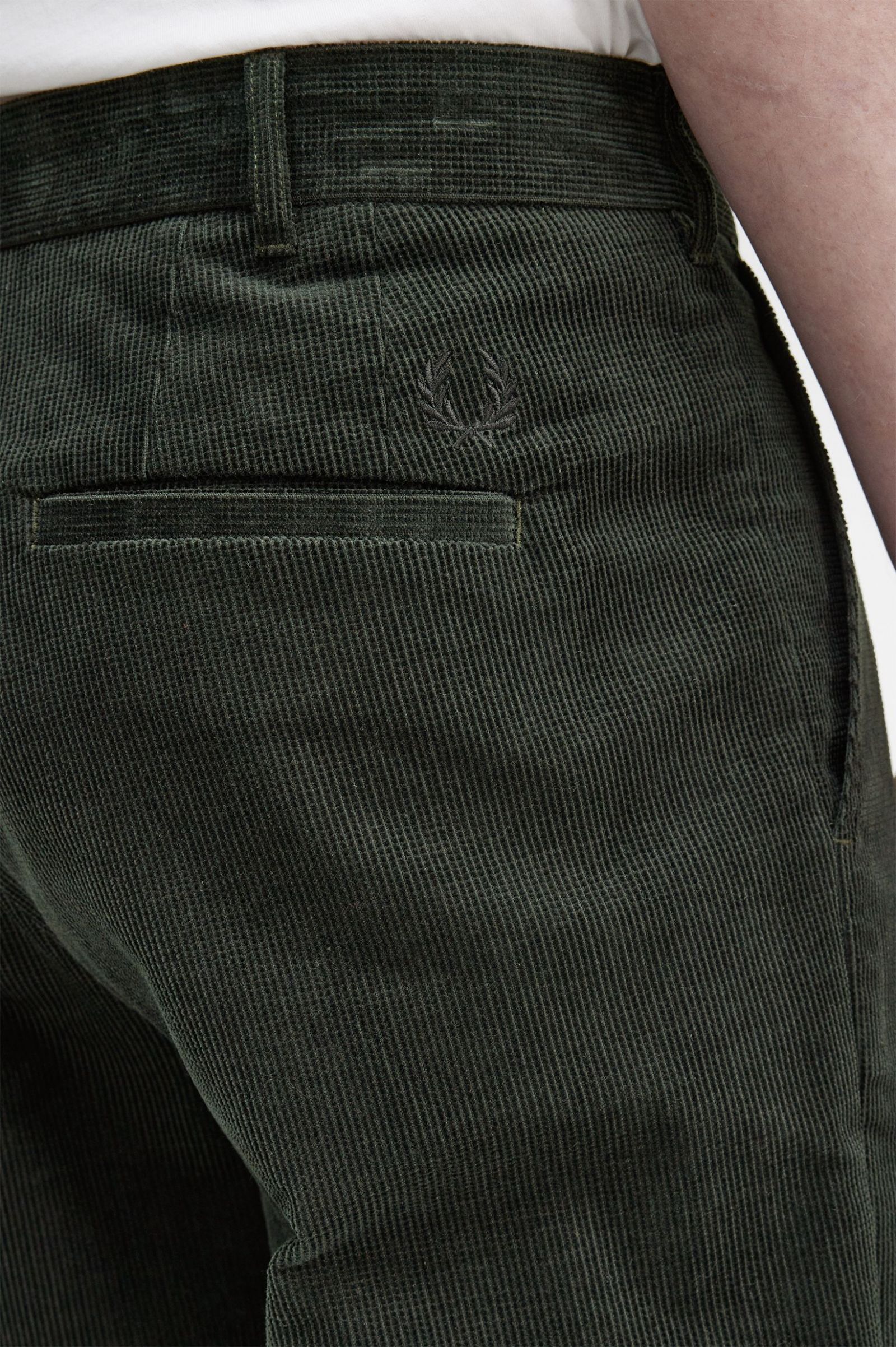 Waffle Cord Tapered Trousers Night Green
