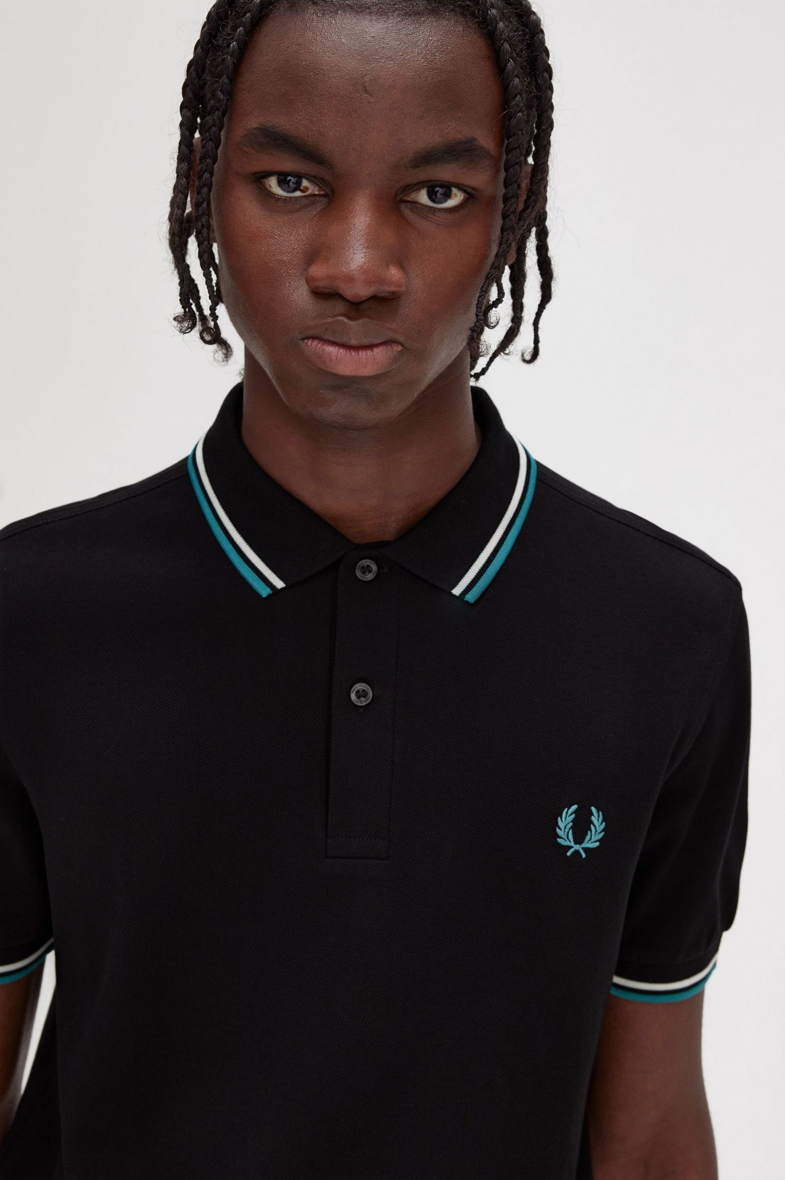 The Fred Perry ShirtM3600 Black / Ecru / Deep Mint