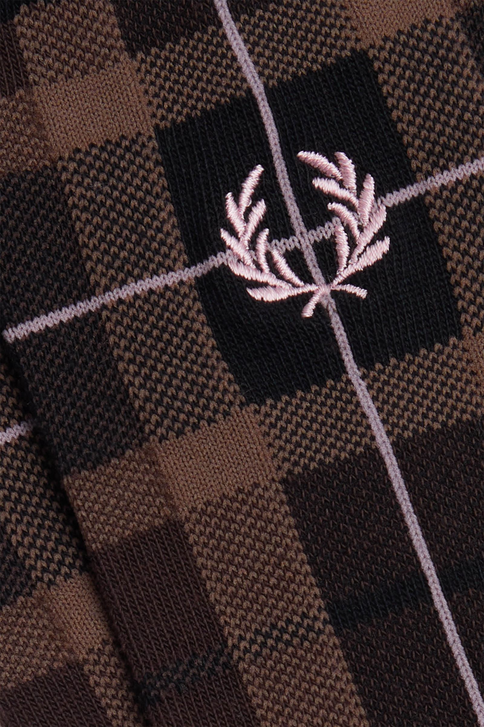 Tartan Socks Burnt Tobacco / Dark Pink