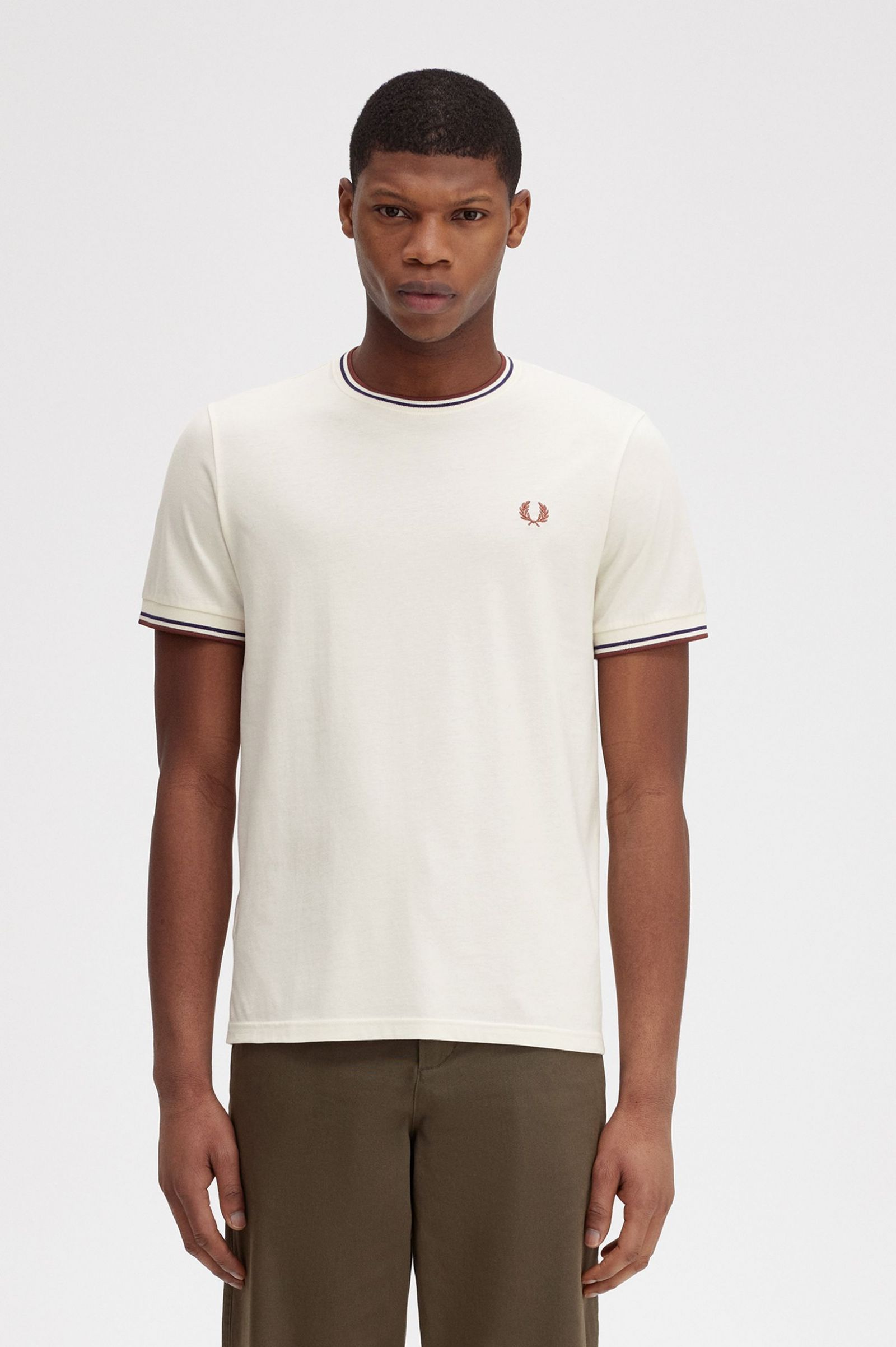 Twin Tipped T-Shirt Ecru / Whisky Brown