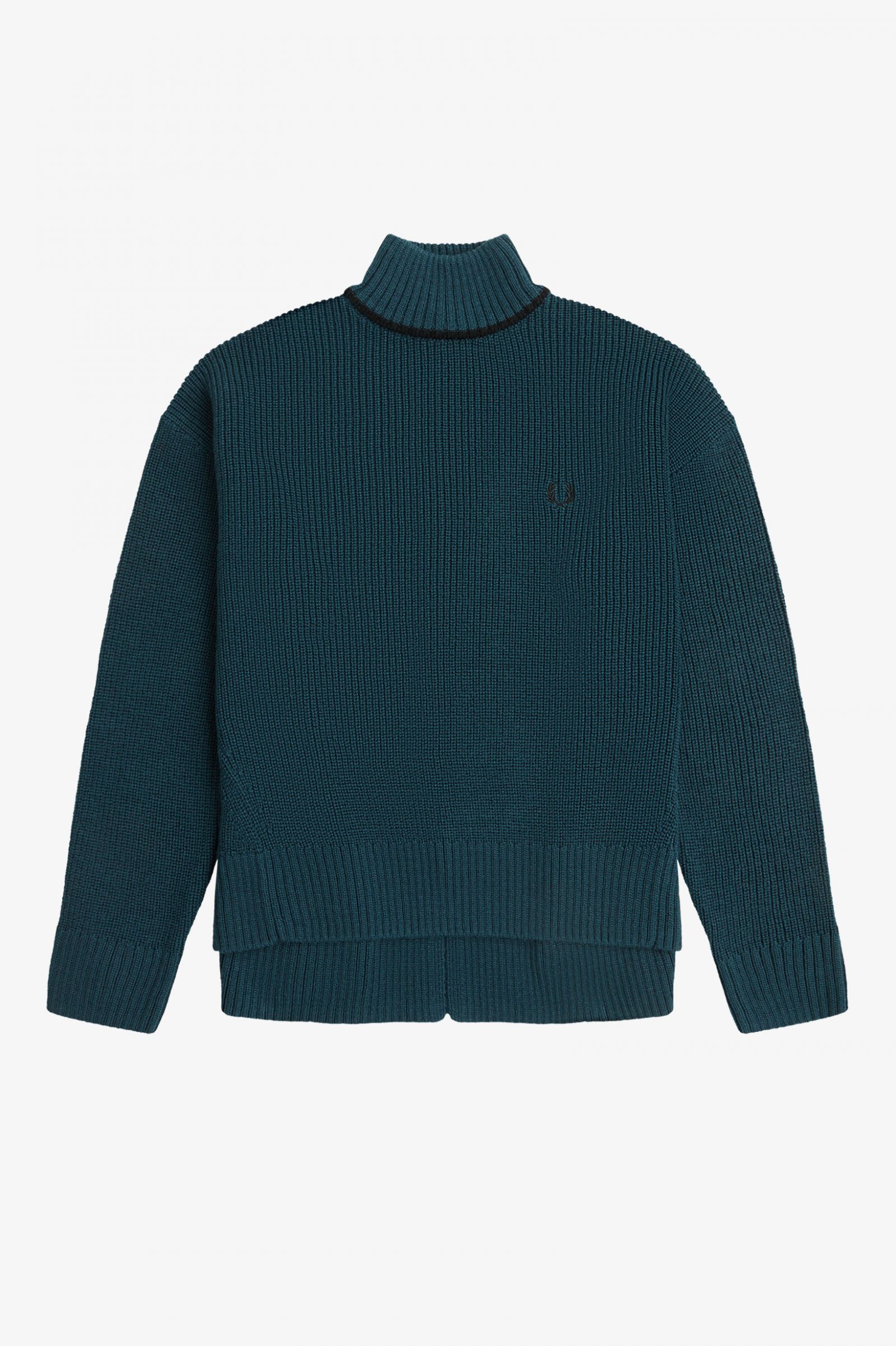 Fishtail Hem Mock Neck Jumper Petrol Blue