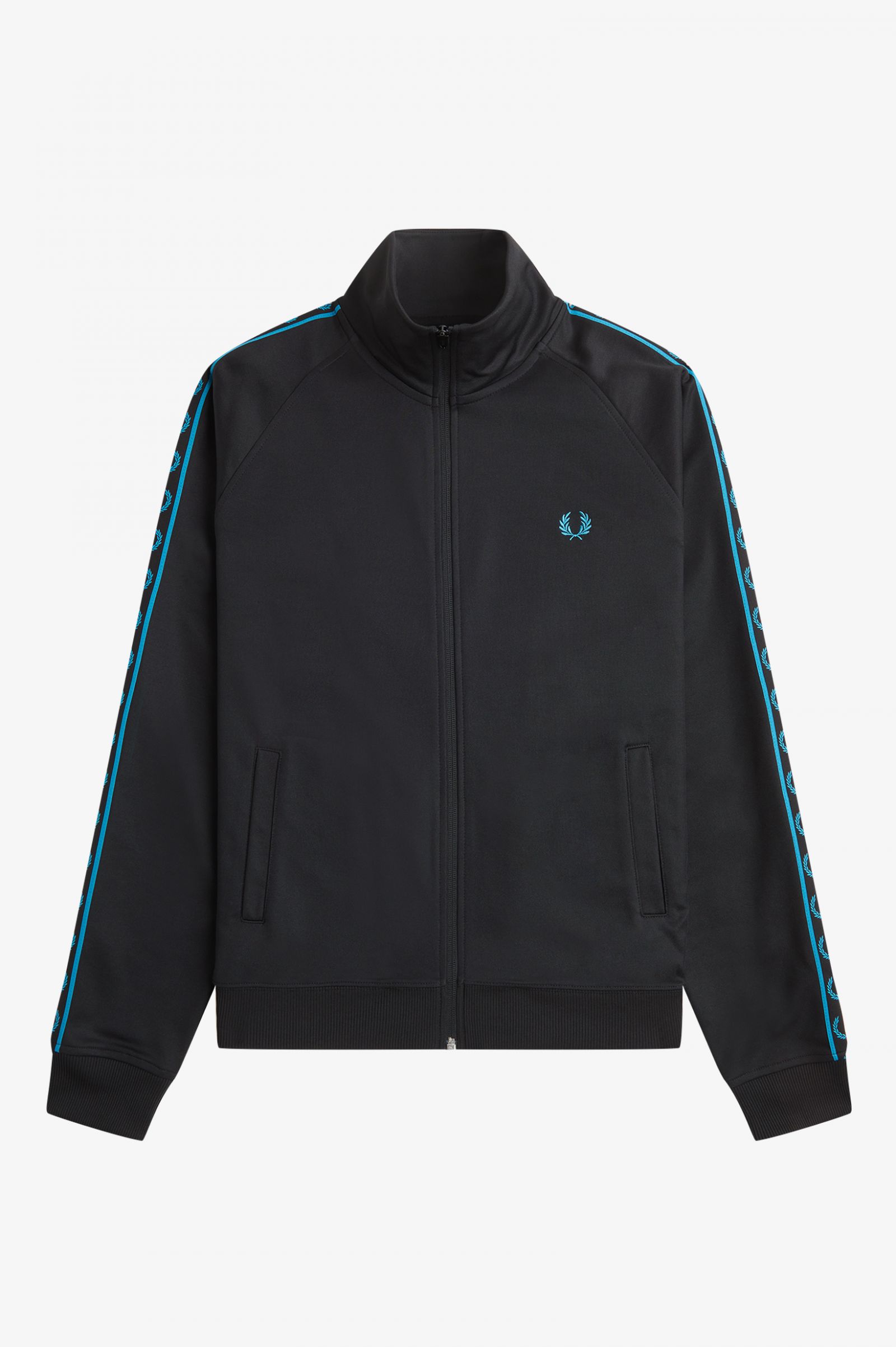 Contrast Tape Track Jacket Black / Cyber Blue