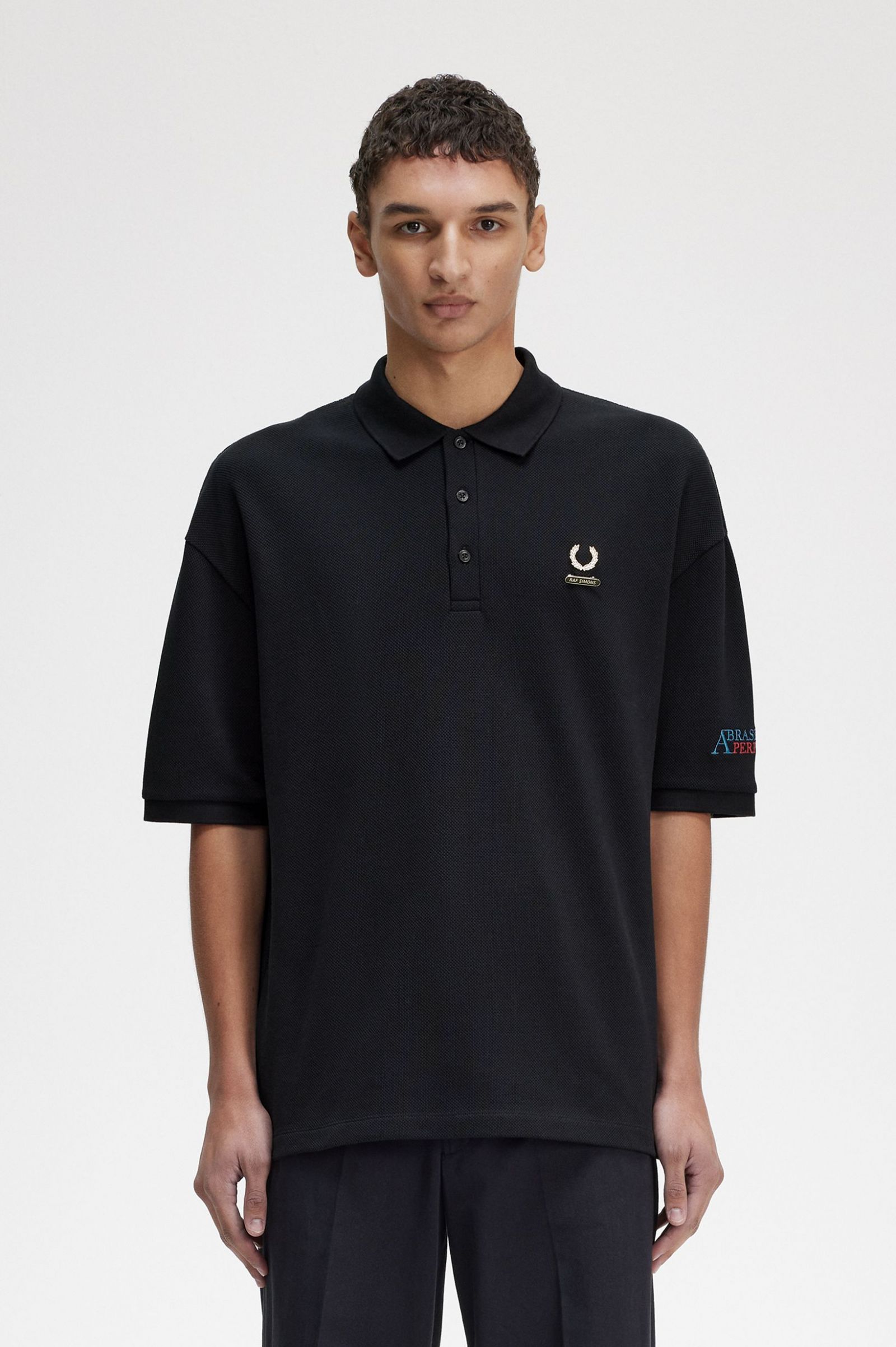 Raf SimonsEmbroidered Polo Shirt Black