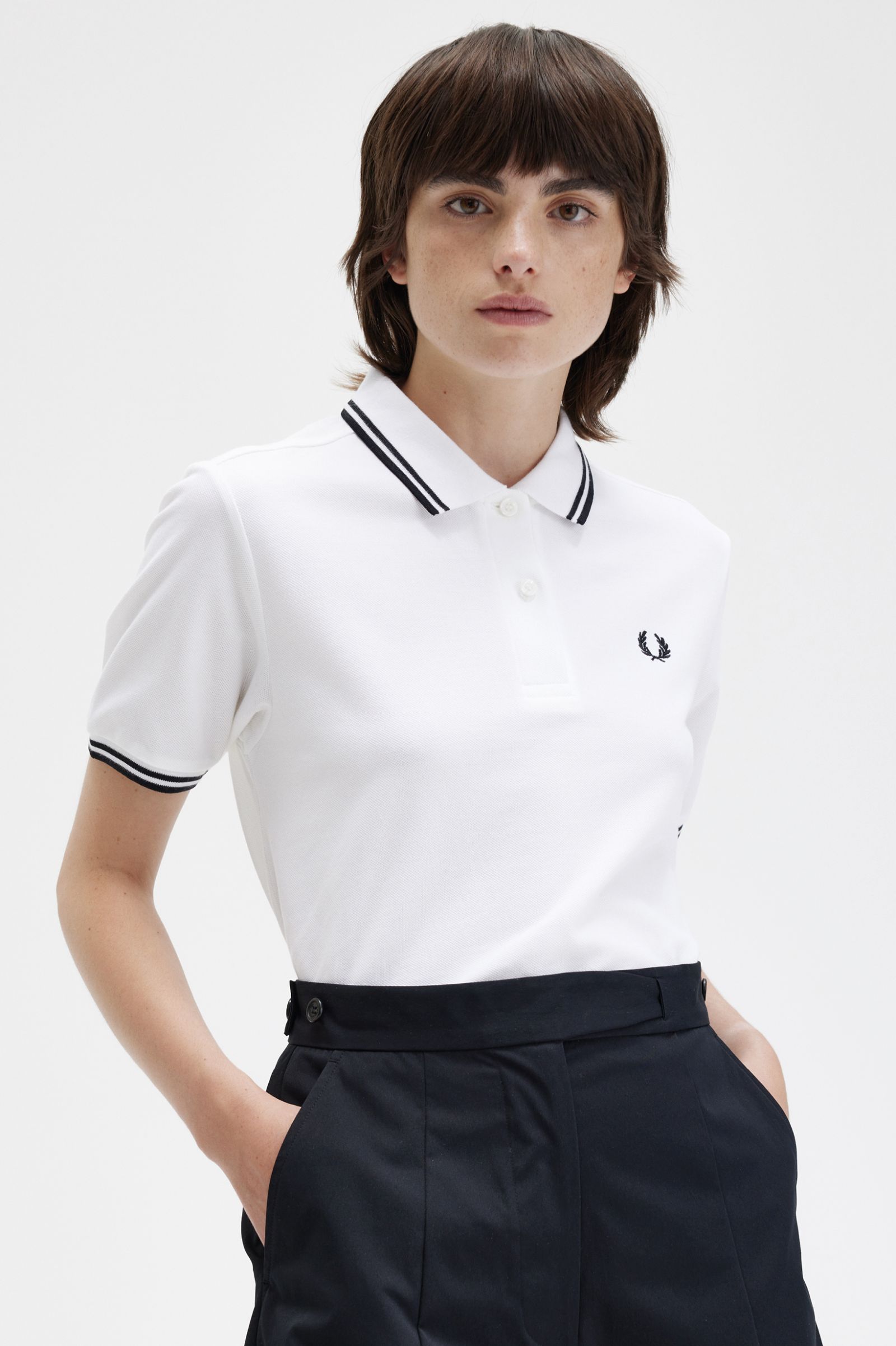 The Fred Perry ShirtG3600 White / Black / Black
